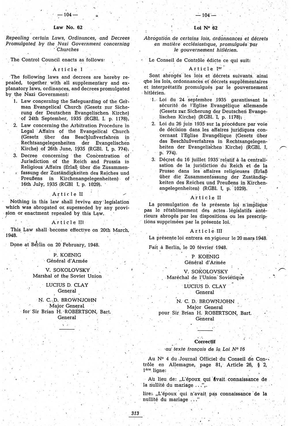 Amtsblatt des Kontrollrats (ABlKR) in Deutschland 1948, Seite 313/1 (ABlKR Dtl. 1948, S. 313/1)