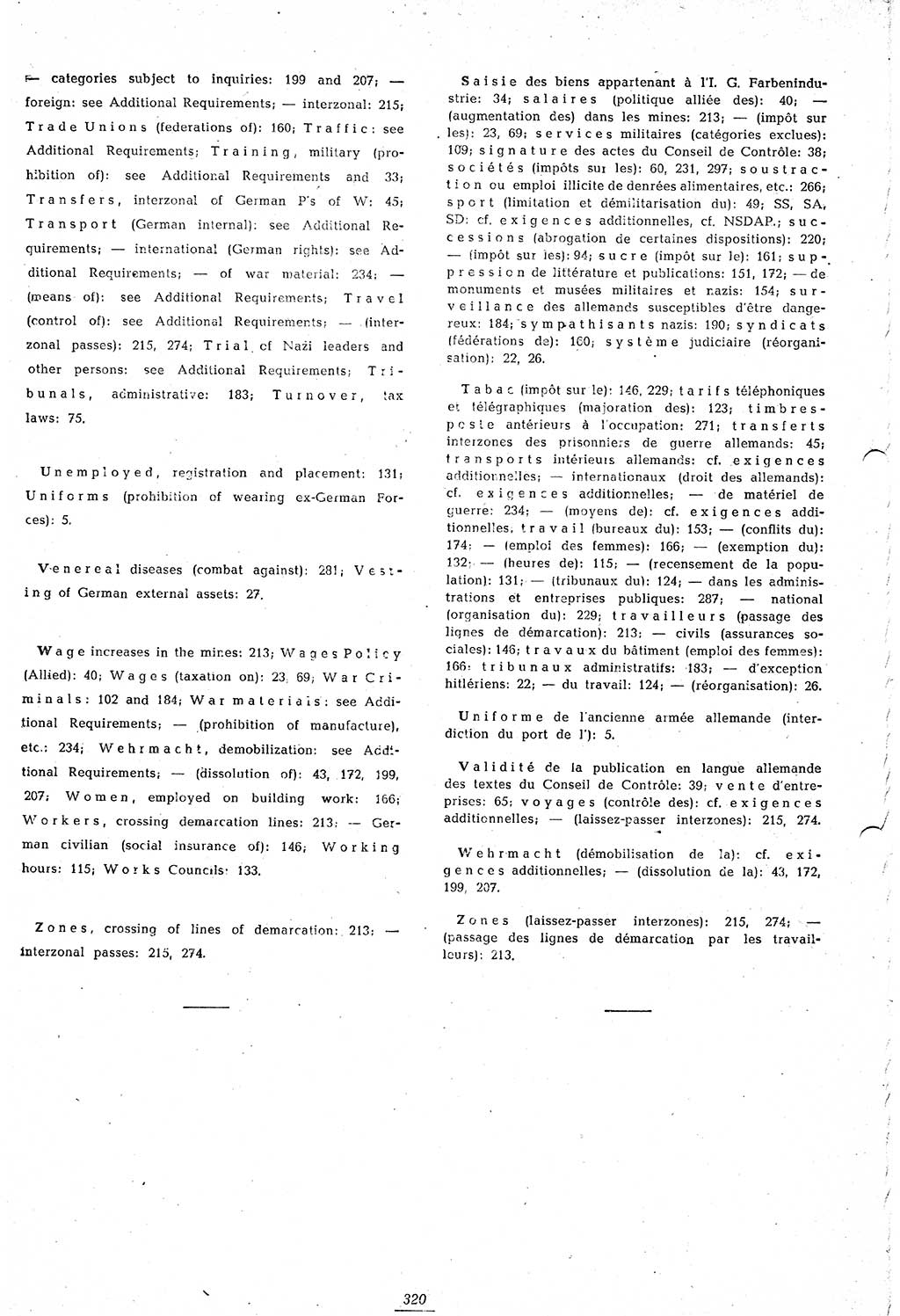 Amtsblatt des Kontrollrats (ABlKR) in Deutschland 1948, Seite 320/1 (ABlKR Dtl. 1948, S. 320/1)