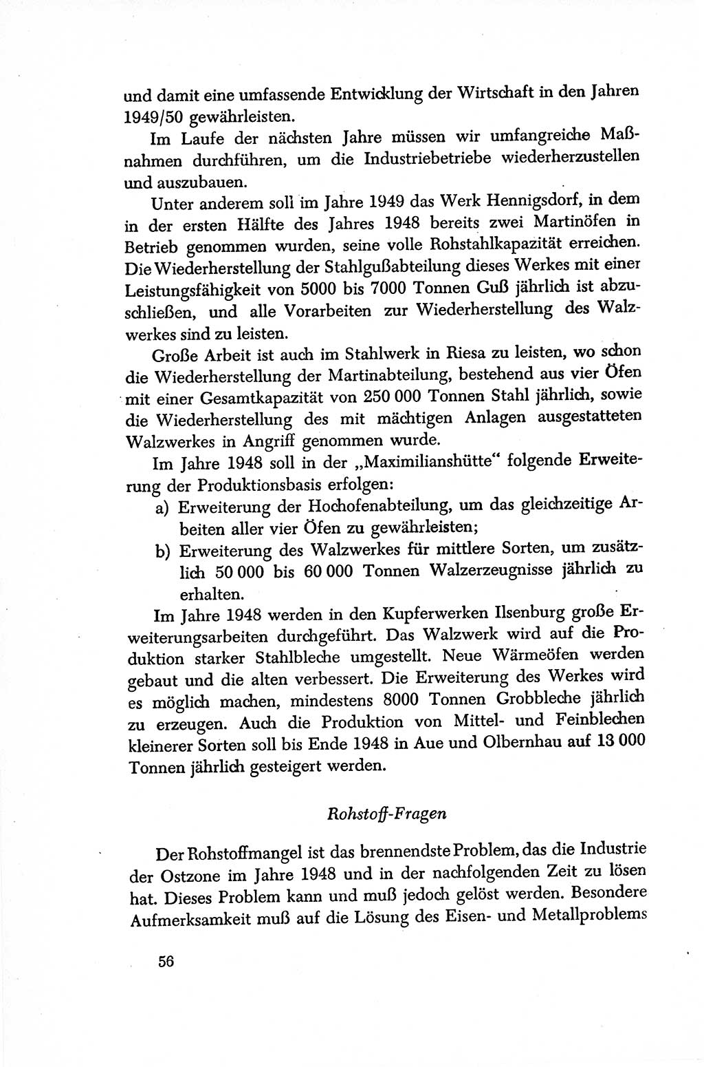 Dokumente der Sozialistischen Einheitspartei Deutschlands (SED) [Sowjetische Besatzungszone (SBZ) Deutschlands/Deutsche Demokratische Republik (DDR)] 1948-1950, Seite 56 (Dok. SED SBZ Dtl. DDR 1948-1950, S. 56)