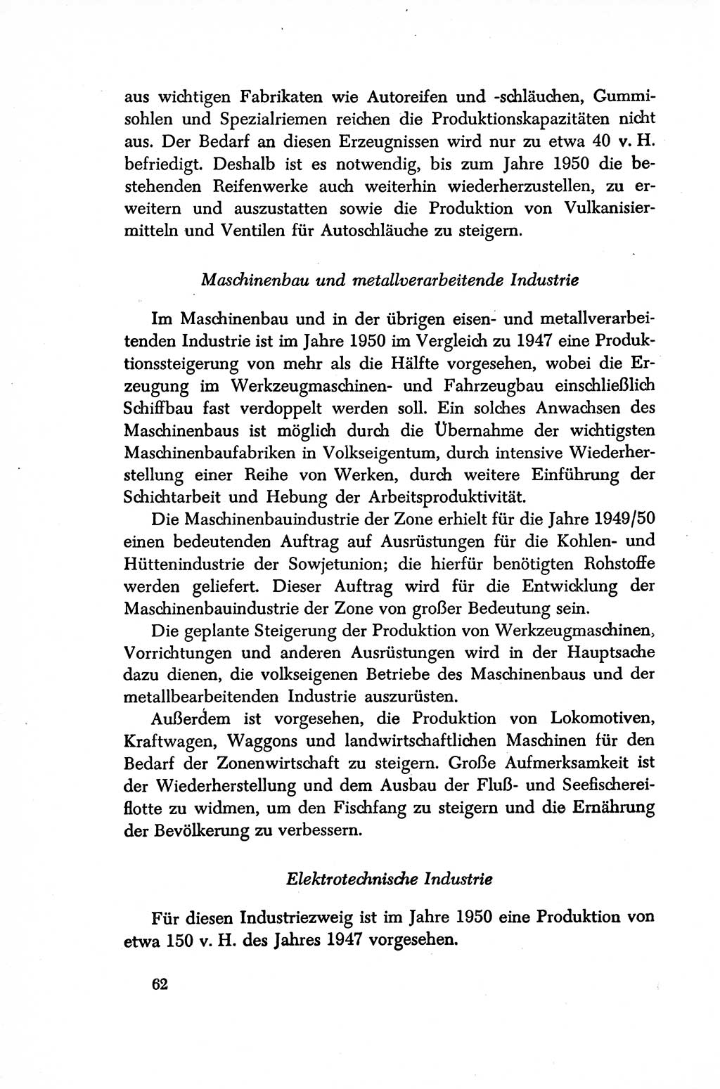 Dokumente der Sozialistischen Einheitspartei Deutschlands (SED) [Sowjetische Besatzungszone (SBZ) Deutschlands/Deutsche Demokratische Republik (DDR)] 1948-1950, Seite 62 (Dok. SED SBZ Dtl. DDR 1948-1950, S. 62)