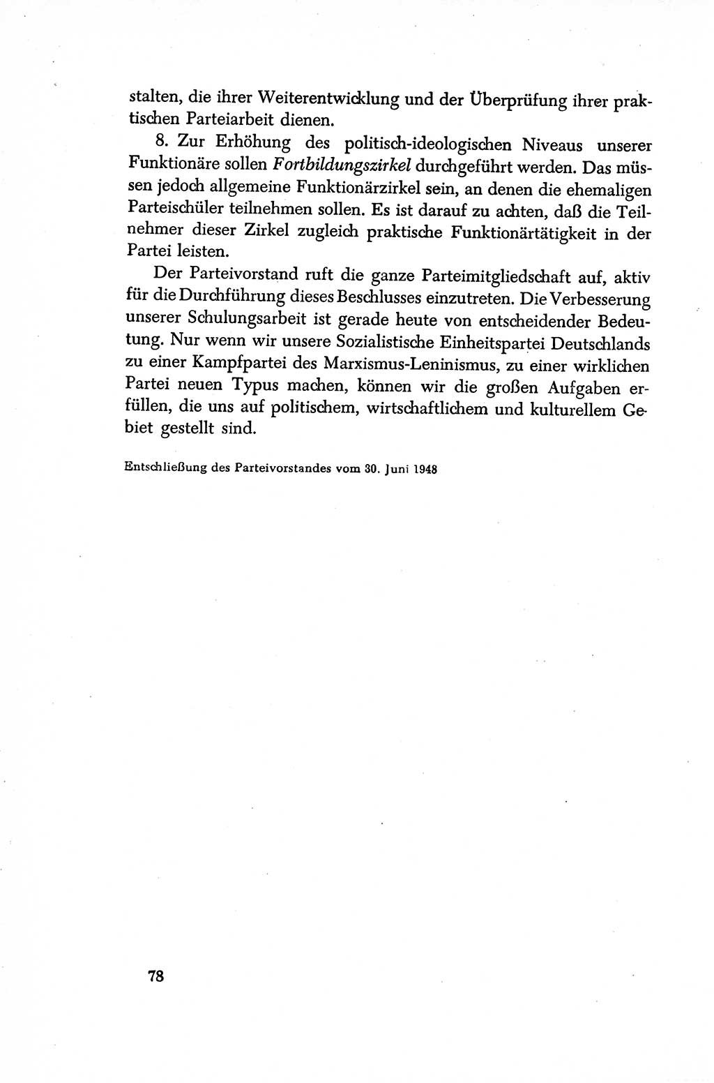 Dokumente der Sozialistischen Einheitspartei Deutschlands (SED) [Sowjetische Besatzungszone (SBZ) Deutschlands/Deutsche Demokratische Republik (DDR)] 1948-1950, Seite 78 (Dok. SED SBZ Dtl. DDR 1948-1950, S. 78)