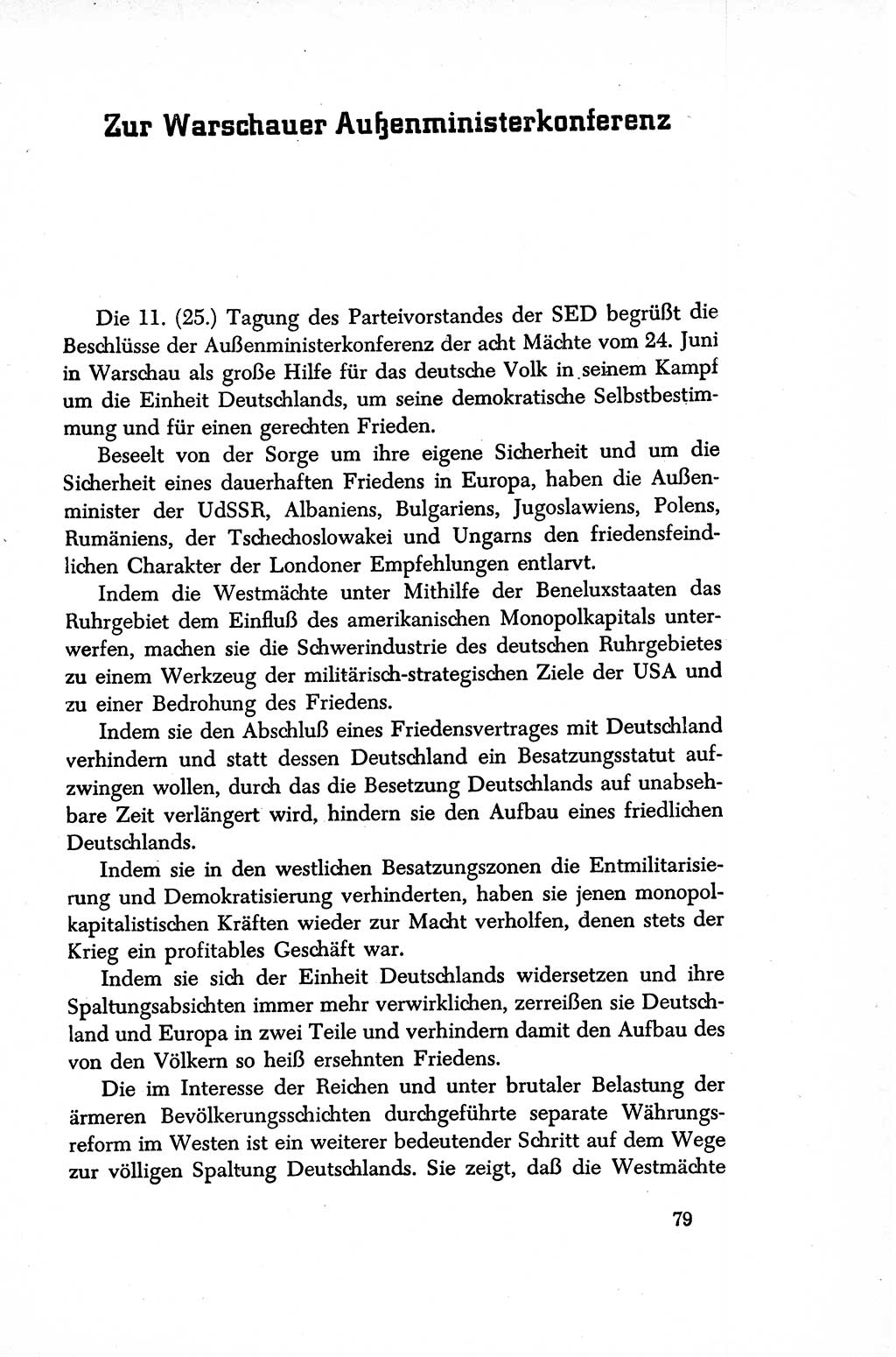 Dokumente der Sozialistischen Einheitspartei Deutschlands (SED) [Sowjetische Besatzungszone (SBZ) Deutschlands/Deutsche Demokratische Republik (DDR)] 1948-1950, Seite 79 (Dok. SED SBZ Dtl. DDR 1948-1950, S. 79)