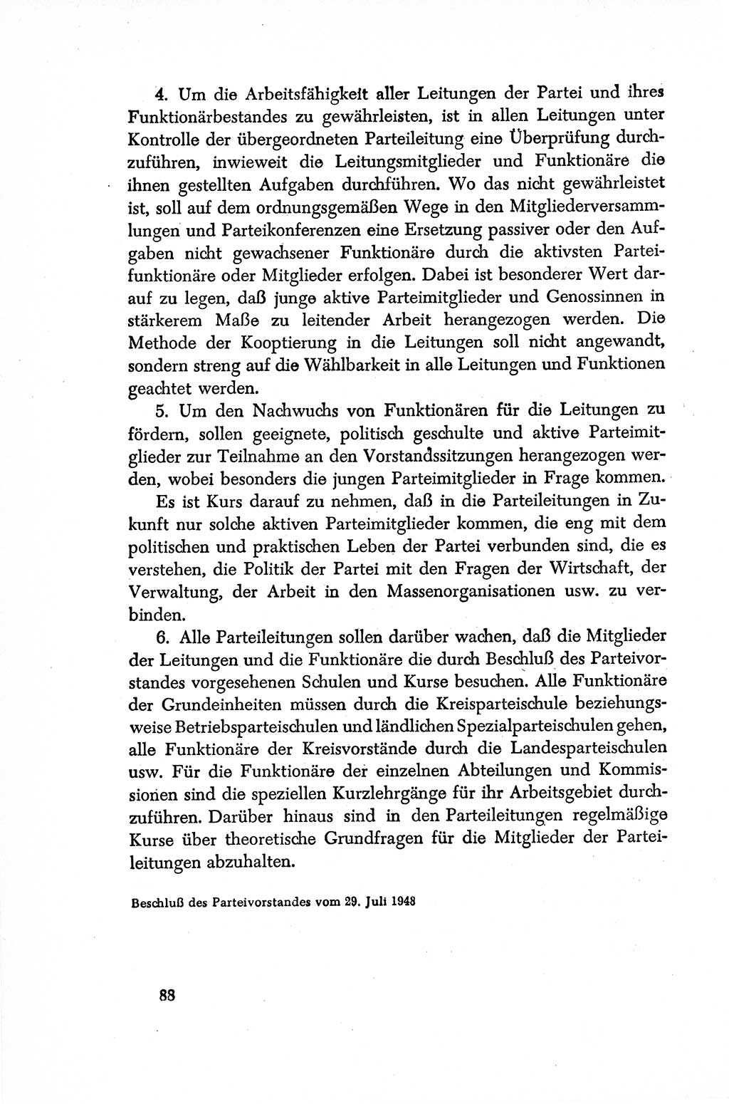 Dokumente der Sozialistischen Einheitspartei Deutschlands (SED) [Sowjetische Besatzungszone (SBZ) Deutschlands/Deutsche Demokratische Republik (DDR)] 1948-1950, Seite 88 (Dok. SED SBZ Dtl. DDR 1948-1950, S. 88)