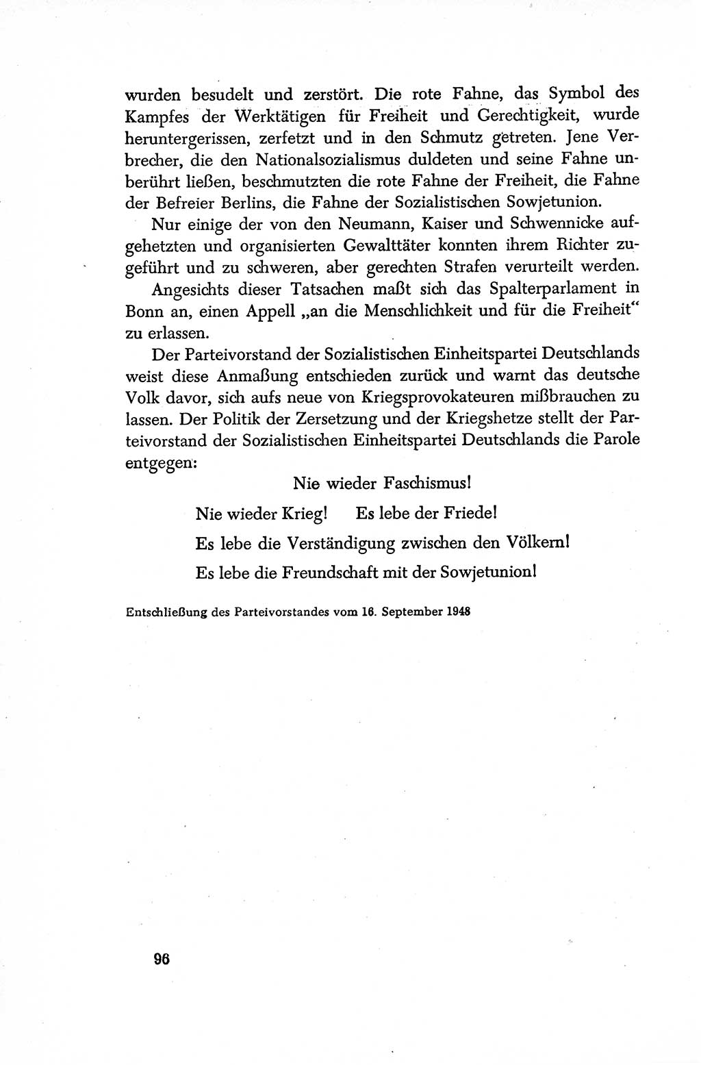 Dokumente der Sozialistischen Einheitspartei Deutschlands (SED) [Sowjetische Besatzungszone (SBZ) Deutschlands/Deutsche Demokratische Republik (DDR)] 1948-1950, Seite 96 (Dok. SED SBZ Dtl. DDR 1948-1950, S. 96)