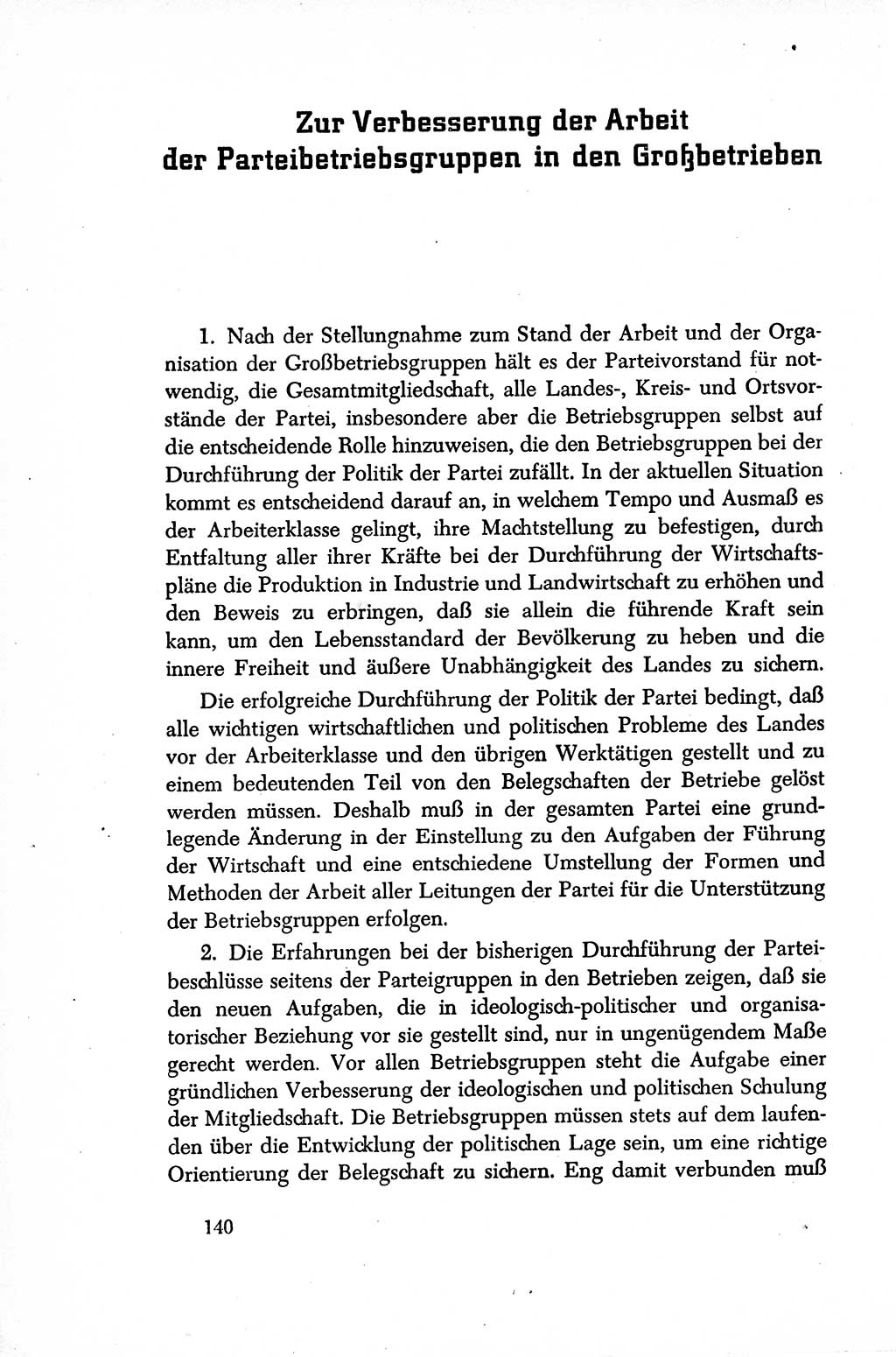 Dokumente der Sozialistischen Einheitspartei Deutschlands (SED) [Sowjetische Besatzungszone (SBZ) Deutschlands/Deutsche Demokratische Republik (DDR)] 1948-1950, Seite 140 (Dok. SED SBZ Dtl. DDR 1948-1950, S. 140)