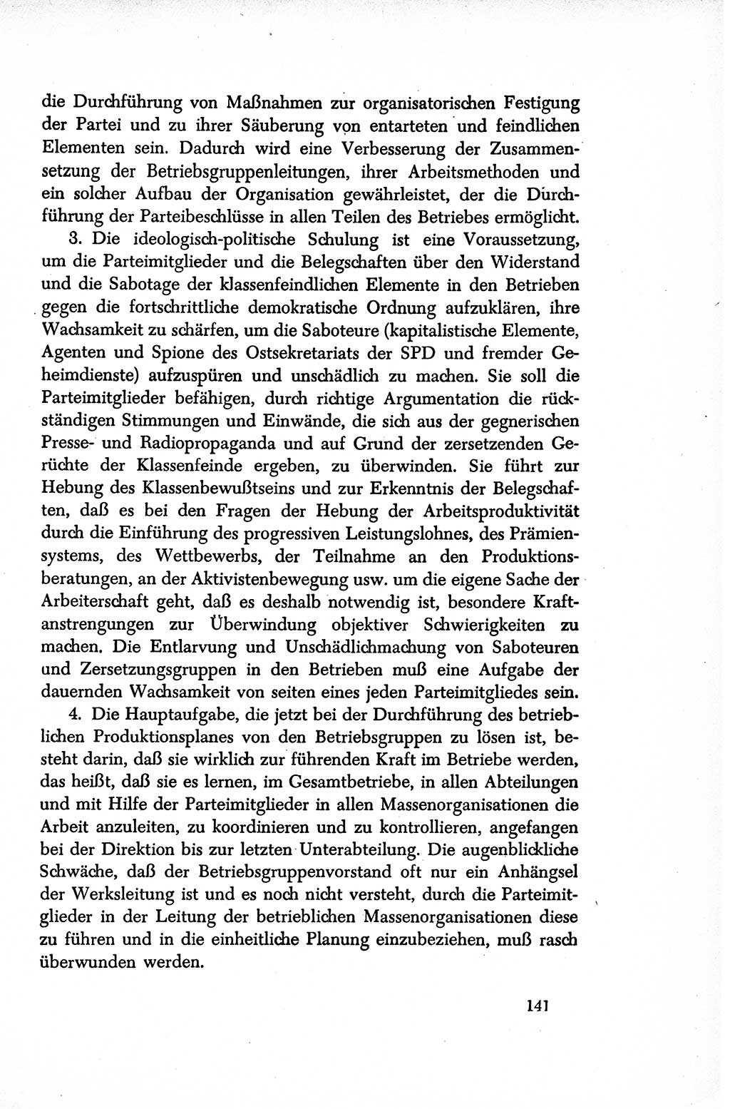 Dokumente der Sozialistischen Einheitspartei Deutschlands (SED) [Sowjetische Besatzungszone (SBZ) Deutschlands/Deutsche Demokratische Republik (DDR)] 1948-1950, Seite 141 (Dok. SED SBZ Dtl. DDR 1948-1950, S. 141)