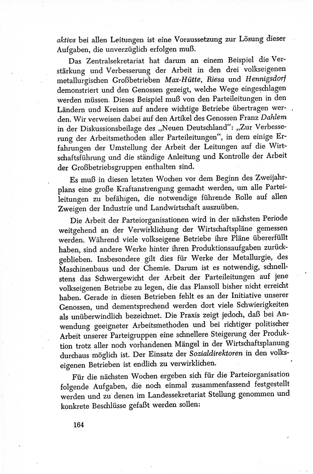 Dokumente der Sozialistischen Einheitspartei Deutschlands (SED) [Sowjetische Besatzungszone (SBZ) Deutschlands/Deutsche Demokratische Republik (DDR)] 1948-1950, Seite 164 (Dok. SED SBZ Dtl. DDR 1948-1950, S. 164)