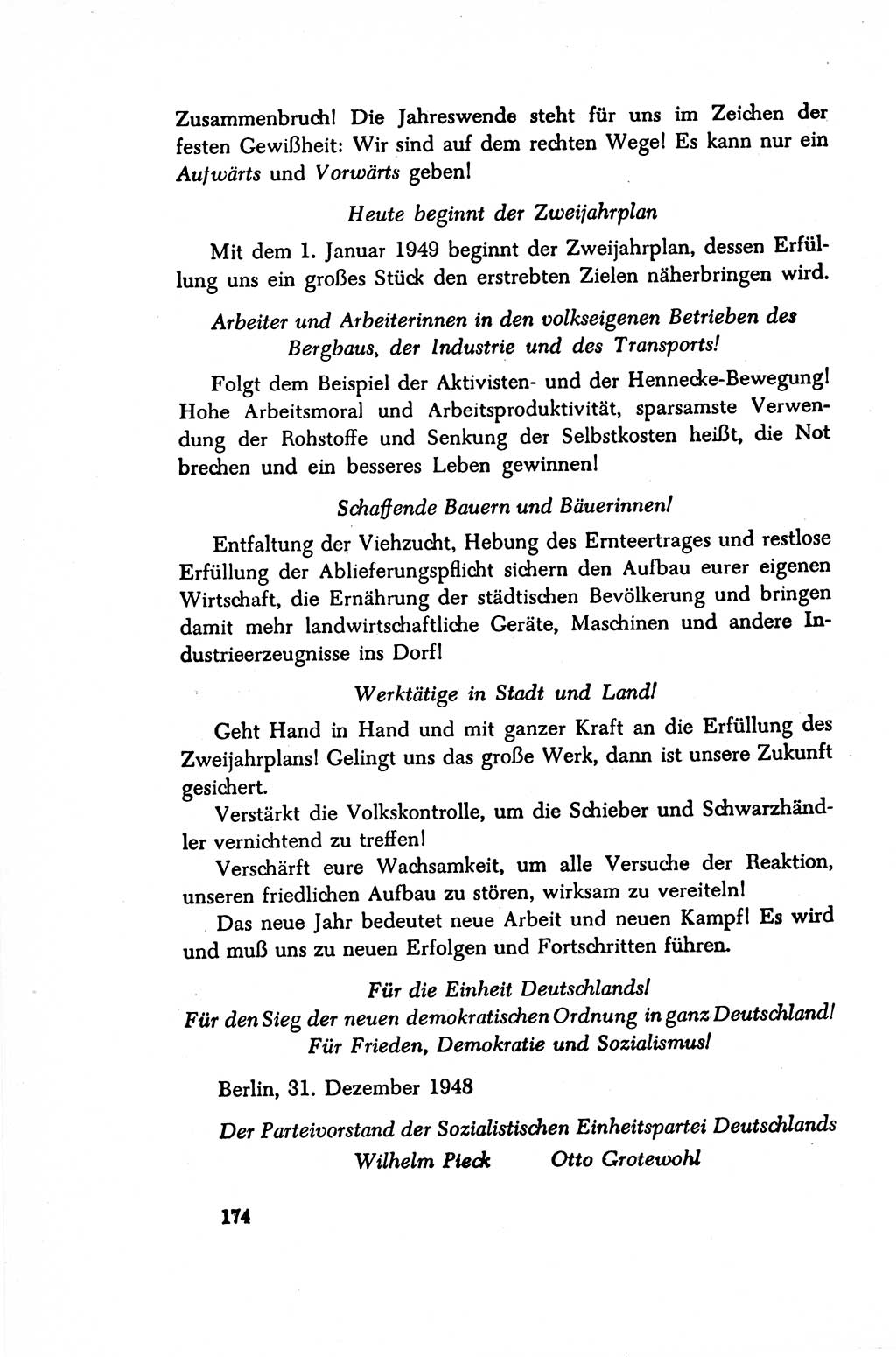 Dokumente der Sozialistischen Einheitspartei Deutschlands (SED) [Sowjetische Besatzungszone (SBZ) Deutschlands/Deutsche Demokratische Republik (DDR)] 1948-1950, Seite 174 (Dok. SED SBZ Dtl. DDR 1948-1950, S. 174)