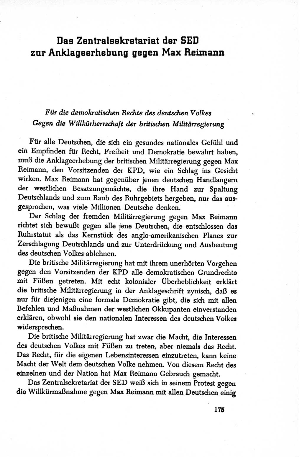 Dokumente der Sozialistischen Einheitspartei Deutschlands (SED) [Sowjetische Besatzungszone (SBZ) Deutschlands/Deutsche Demokratische Republik (DDR)] 1948-1950, Seite 175 (Dok. SED SBZ Dtl. DDR 1948-1950, S. 175)