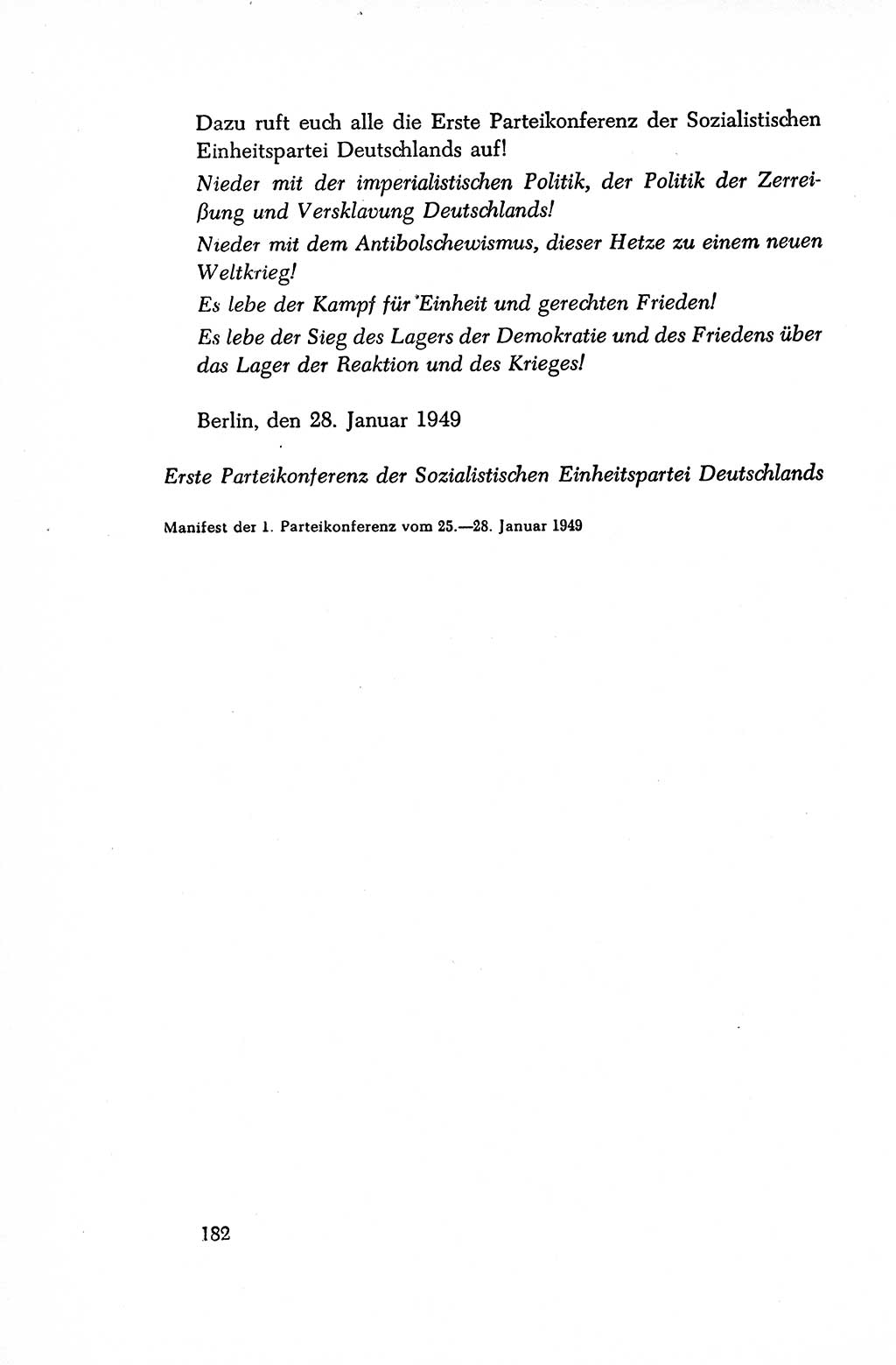 Dokumente der Sozialistischen Einheitspartei Deutschlands (SED) [Sowjetische Besatzungszone (SBZ) Deutschlands/Deutsche Demokratische Republik (DDR)] 1948-1950, Seite 182 (Dok. SED SBZ Dtl. DDR 1948-1950, S. 182)