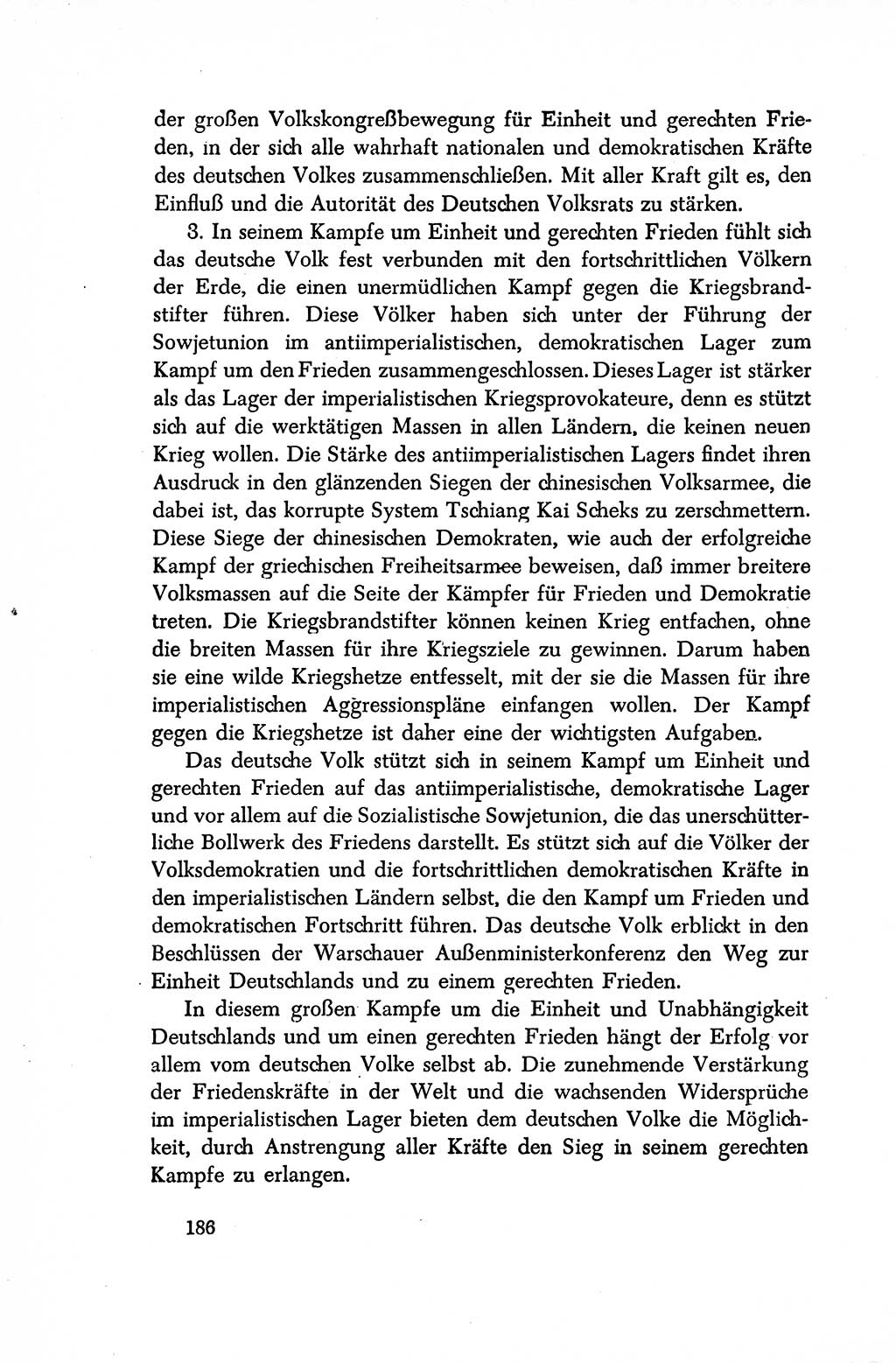 Dokumente der Sozialistischen Einheitspartei Deutschlands (SED) [Sowjetische Besatzungszone (SBZ) Deutschlands/Deutsche Demokratische Republik (DDR)] 1948-1950, Seite 186 (Dok. SED SBZ Dtl. DDR 1948-1950, S. 186)