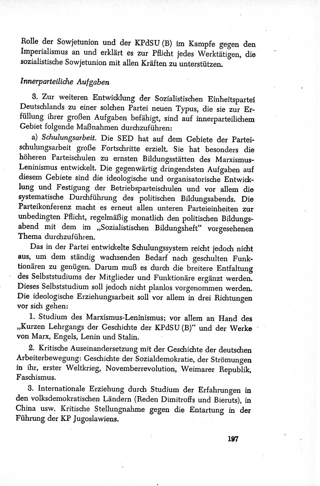 Dokumente der Sozialistischen Einheitspartei Deutschlands (SED) [Sowjetische Besatzungszone (SBZ) Deutschlands/Deutsche Demokratische Republik (DDR)] 1948-1950, Seite 197 (Dok. SED SBZ Dtl. DDR 1948-1950, S. 197)