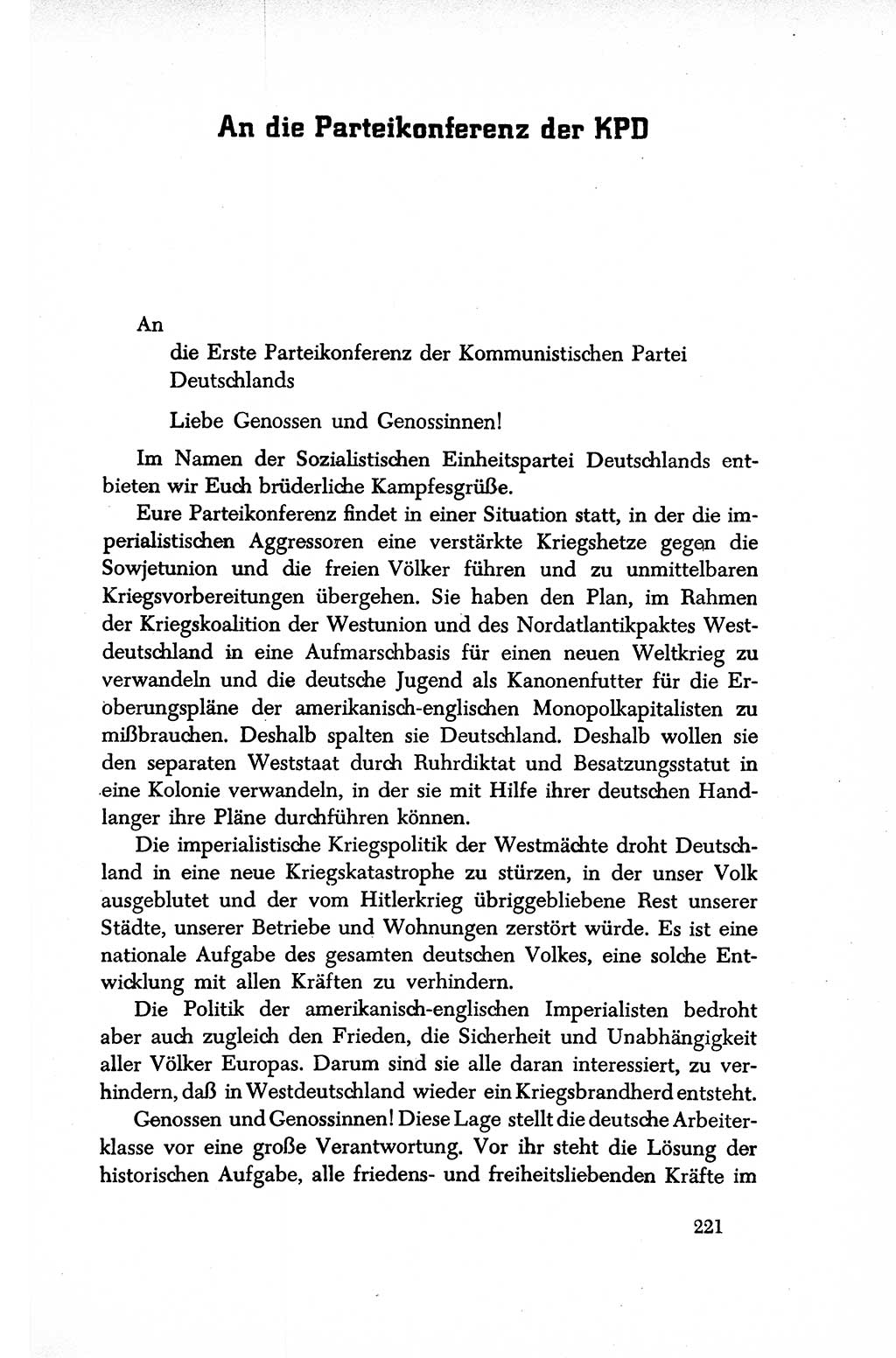 Dokumente der Sozialistischen Einheitspartei Deutschlands (SED) [Sowjetische Besatzungszone (SBZ) Deutschlands/Deutsche Demokratische Republik (DDR)] 1948-1950, Seite 221 (Dok. SED SBZ Dtl. DDR 1948-1950, S. 221)