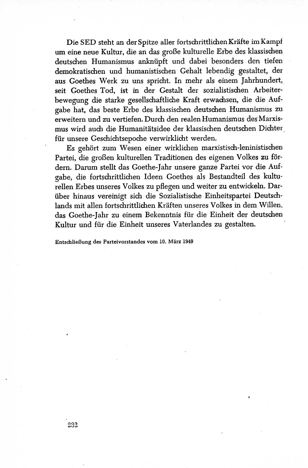 Dokumente der Sozialistischen Einheitspartei Deutschlands (SED) [Sowjetische Besatzungszone (SBZ) Deutschlands/Deutsche Demokratische Republik (DDR)] 1948-1950, Seite 232 (Dok. SED SBZ Dtl. DDR 1948-1950, S. 232)