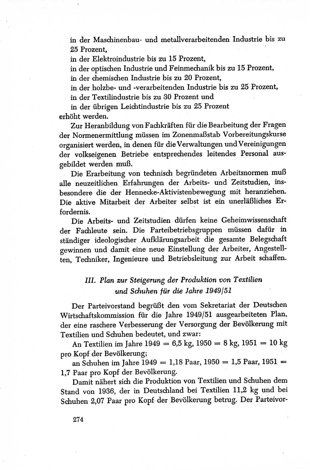 Dokumente der Sozialistischen Einheitspartei Deutschlands (SED) [Sowjetische Besatzungszone (SBZ) Deutschlands/Deutsche Demokratische Republik (DDR)] 1948-1950, Seite 274 (Dok. SED SBZ Dtl. DDR 1948-1950, S. 274)