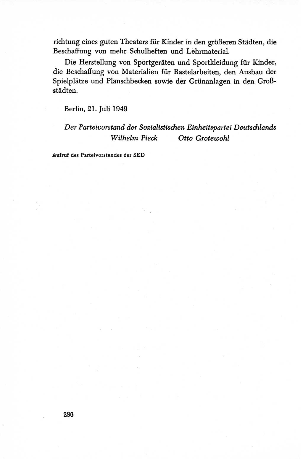 Dokumente der Sozialistischen Einheitspartei Deutschlands (SED) [Sowjetische Besatzungszone (SBZ) Deutschlands/Deutsche Demokratische Republik (DDR)] 1948-1950, Seite 286 (Dok. SED SBZ Dtl. DDR 1948-1950, S. 286)