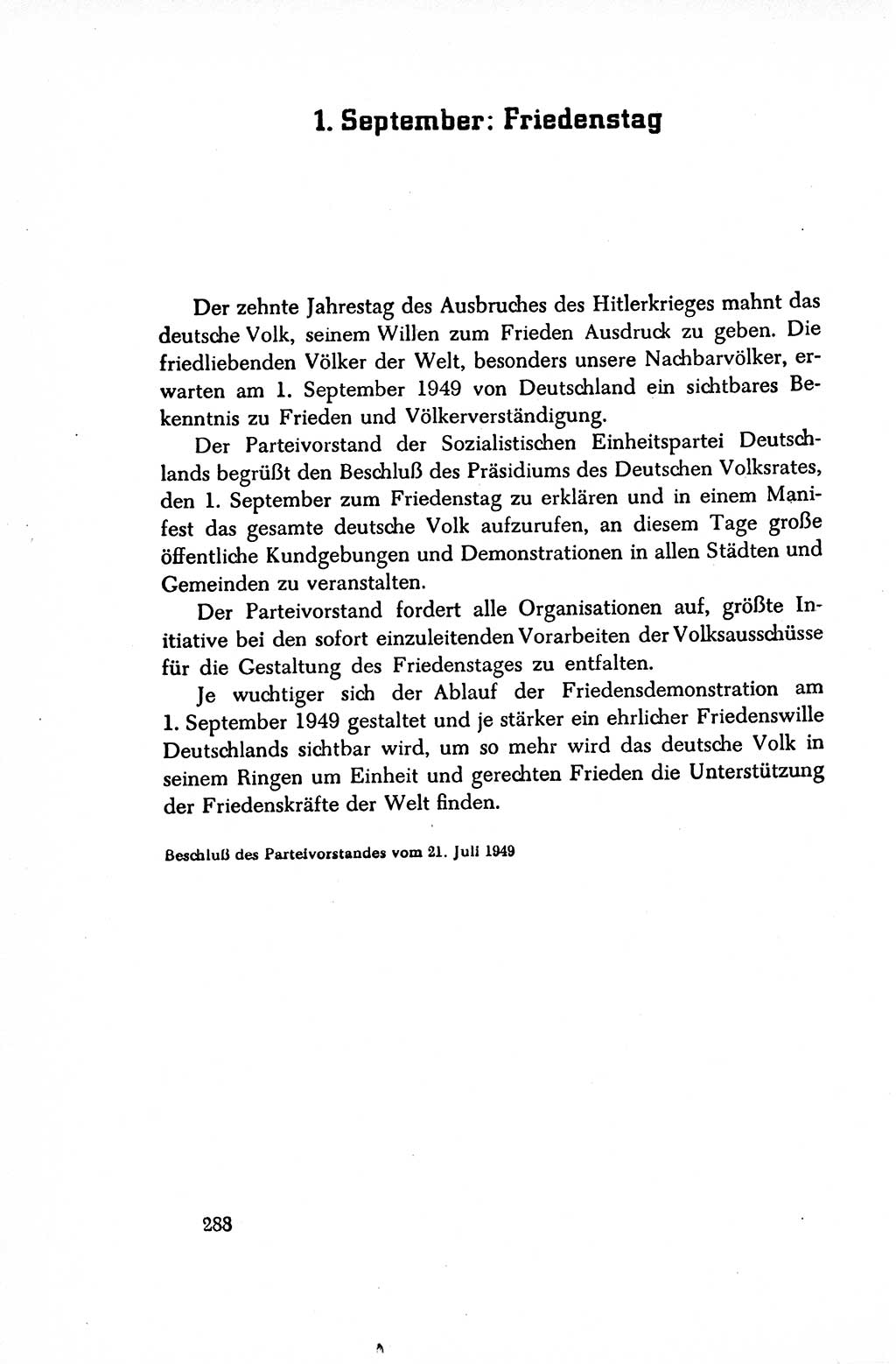 Dokumente der Sozialistischen Einheitspartei Deutschlands (SED) [Sowjetische Besatzungszone (SBZ) Deutschlands/Deutsche Demokratische Republik (DDR)] 1948-1950, Seite 288 (Dok. SED SBZ Dtl. DDR 1948-1950, S. 288)