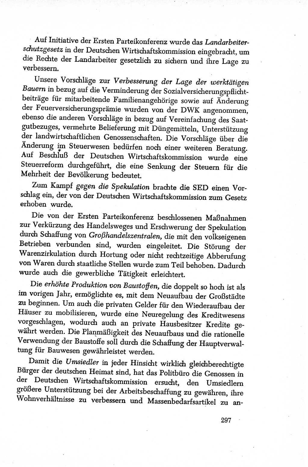 Dokumente der Sozialistischen Einheitspartei Deutschlands (SED) [Sowjetische Besatzungszone (SBZ) Deutschlands/Deutsche Demokratische Republik (DDR)] 1948-1950, Seite 297 (Dok. SED SBZ Dtl. DDR 1948-1950, S. 297)