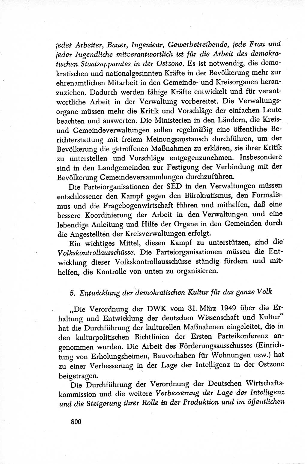 Dokumente der Sozialistischen Einheitspartei Deutschlands (SED) [Sowjetische Besatzungszone (SBZ) Deutschlands/Deutsche Demokratische Republik (DDR)] 1948-1950, Seite 306 (Dok. SED SBZ Dtl. DDR 1948-1950, S. 306)