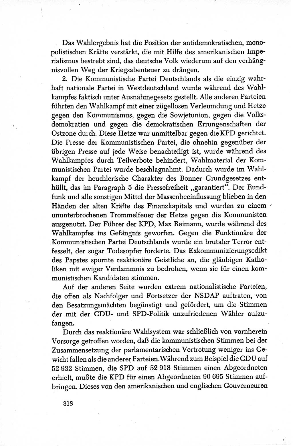 Dokumente der Sozialistischen Einheitspartei Deutschlands (SED) [Sowjetische Besatzungszone (SBZ) Deutschlands/Deutsche Demokratische Republik (DDR)] 1948-1950, Seite 318 (Dok. SED SBZ Dtl. DDR 1948-1950, S. 318)