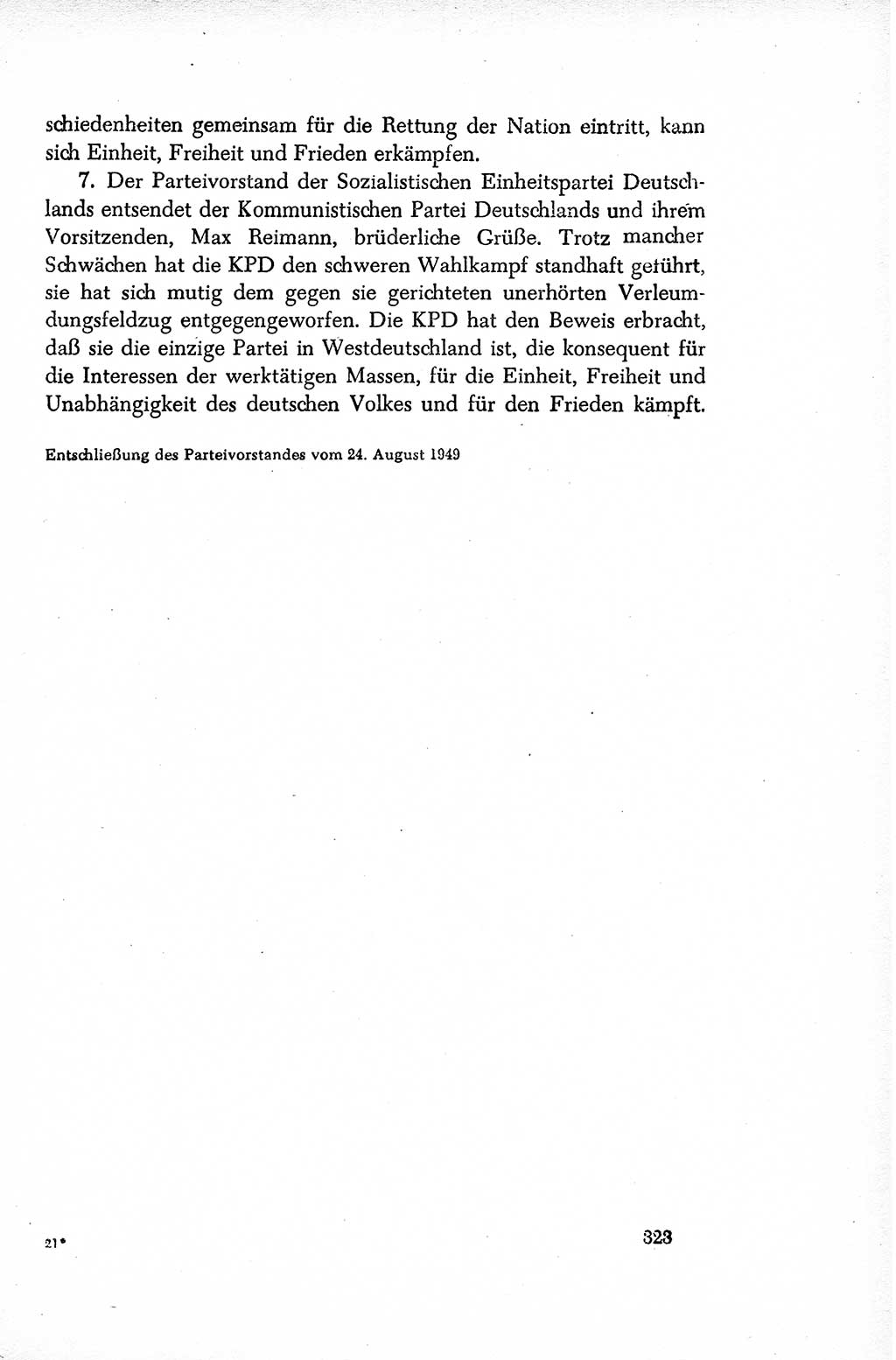 Dokumente der Sozialistischen Einheitspartei Deutschlands (SED) [Sowjetische Besatzungszone (SBZ) Deutschlands/Deutsche Demokratische Republik (DDR)] 1948-1950, Seite 323 (Dok. SED SBZ Dtl. DDR 1948-1950, S. 323)