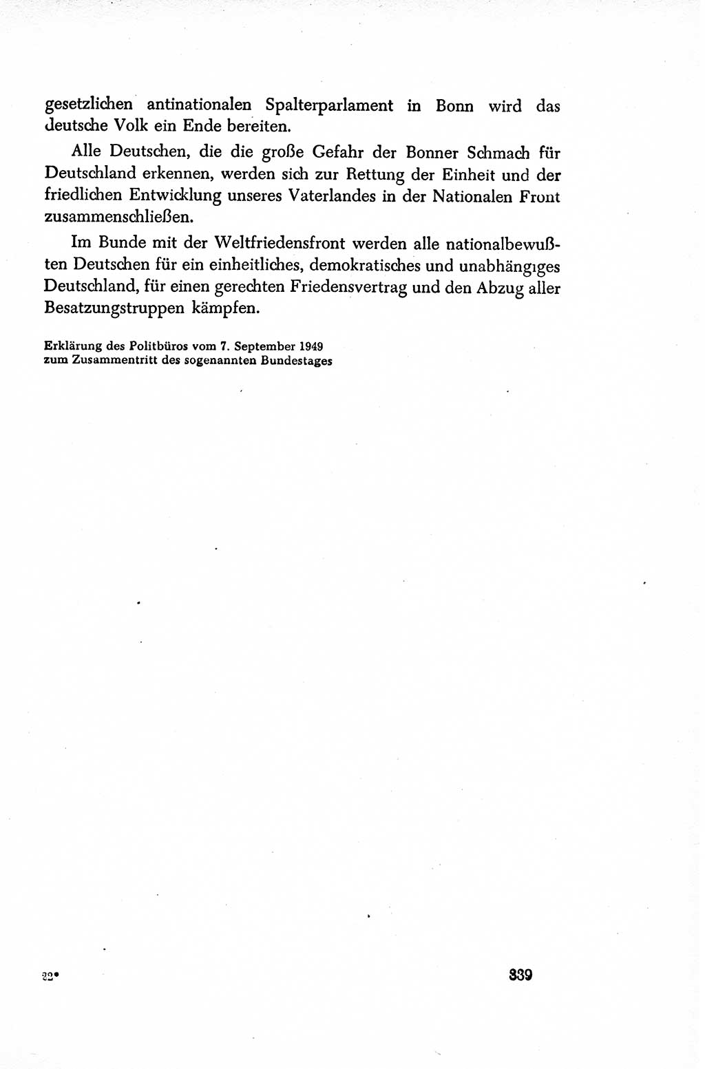 Dokumente der Sozialistischen Einheitspartei Deutschlands (SED) [Sowjetische Besatzungszone (SBZ) Deutschlands/Deutsche Demokratische Republik (DDR)] 1948-1950, Seite 339 (Dok. SED SBZ Dtl. DDR 1948-1950, S. 339)