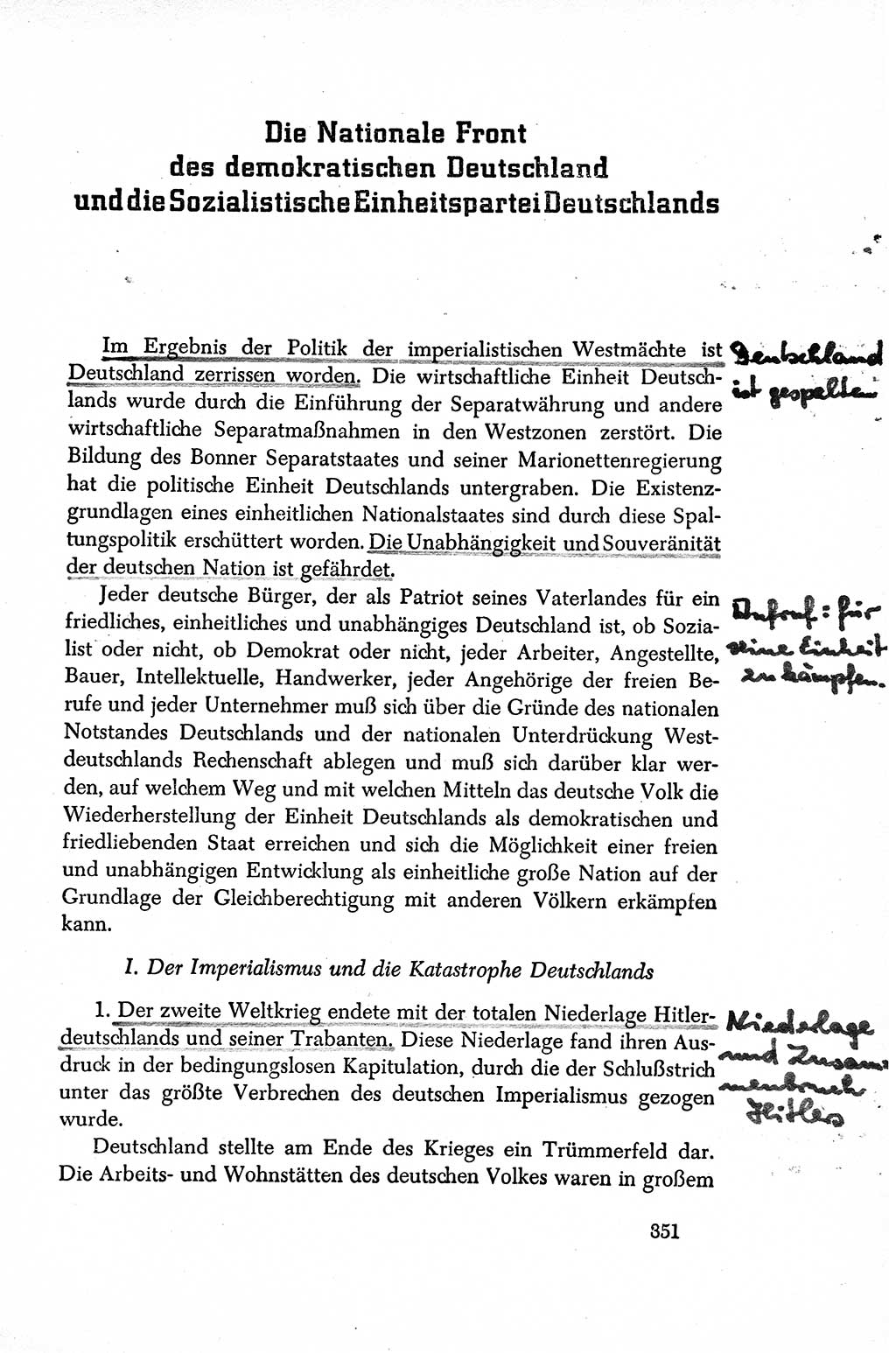 Dokumente der Sozialistischen Einheitspartei Deutschlands (SED) [Sowjetische Besatzungszone (SBZ) Deutschlands/Deutsche Demokratische Republik (DDR)] 1948-1950, Seite 351 (Dok. SED SBZ Dtl. DDR 1948-1950, S. 351)