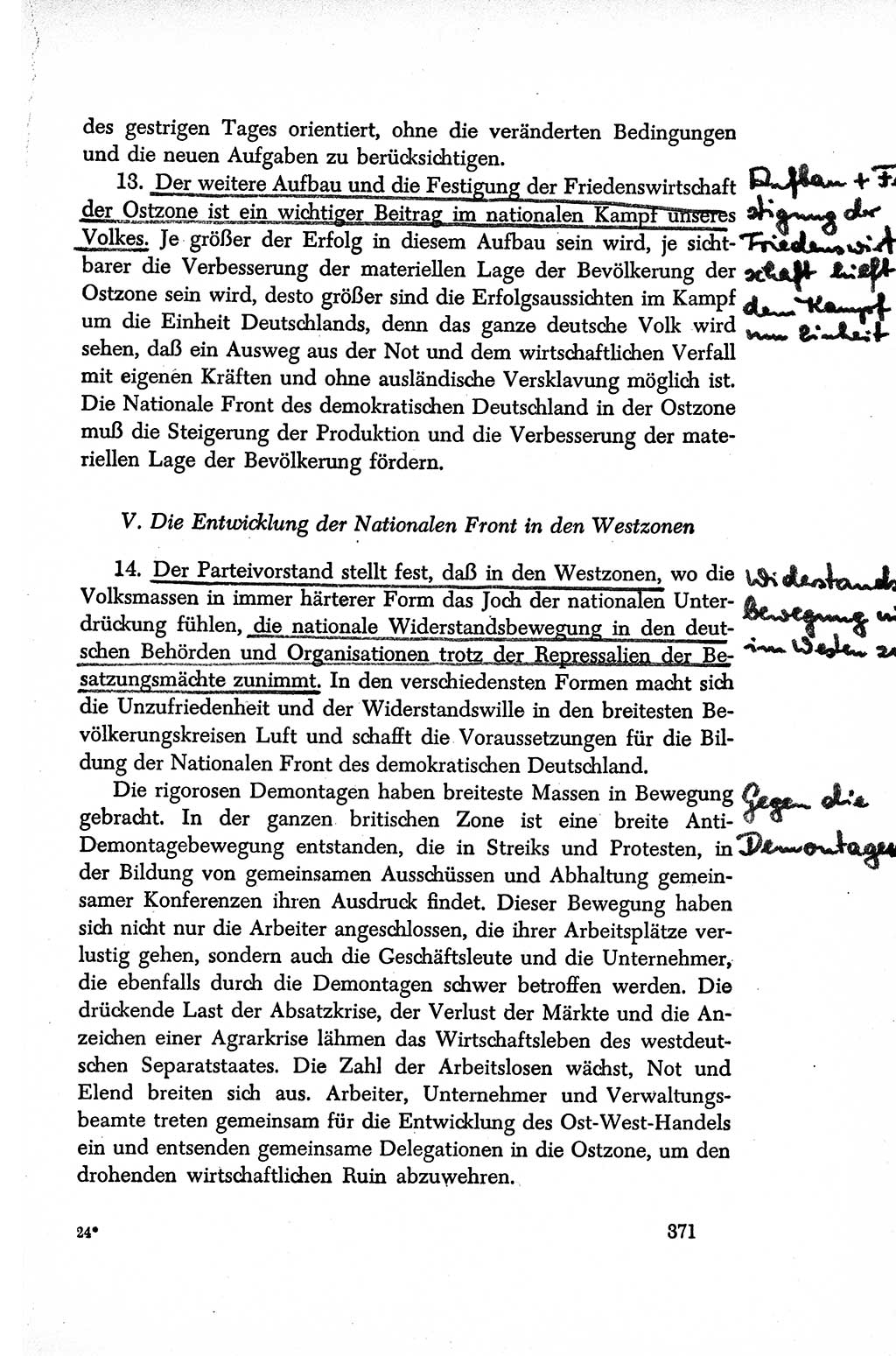 Dokumente der Sozialistischen Einheitspartei Deutschlands (SED) [Sowjetische Besatzungszone (SBZ) Deutschlands/Deutsche Demokratische Republik (DDR)] 1948-1950, Seite 371 (Dok. SED SBZ Dtl. DDR 1948-1950, S. 371)