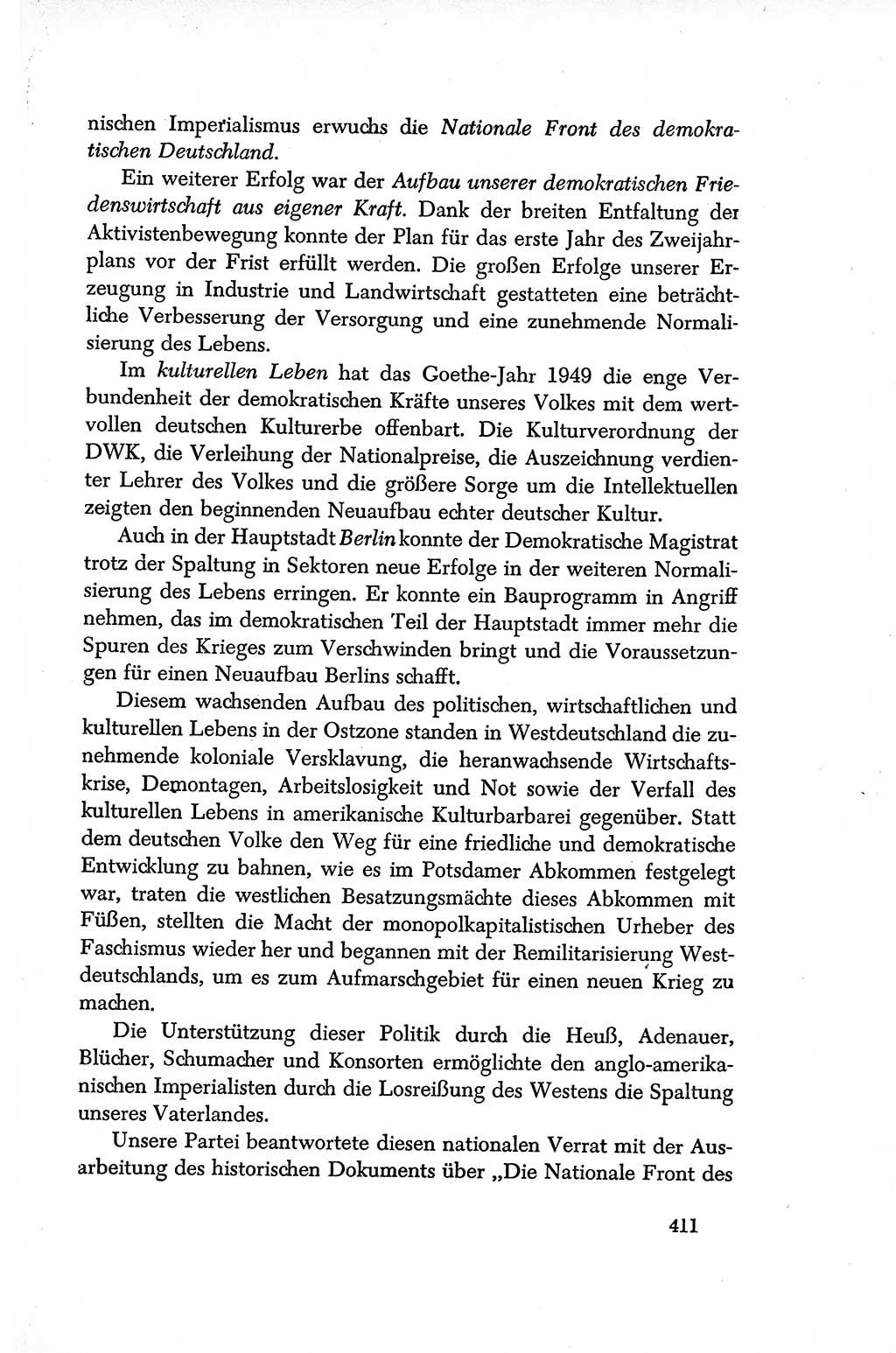 Dokumente der Sozialistischen Einheitspartei Deutschlands (SED) [Sowjetische Besatzungszone (SBZ) Deutschlands/Deutsche Demokratische Republik (DDR)] 1948-1950, Seite 411 (Dok. SED SBZ Dtl. DDR 1948-1950, S. 411)