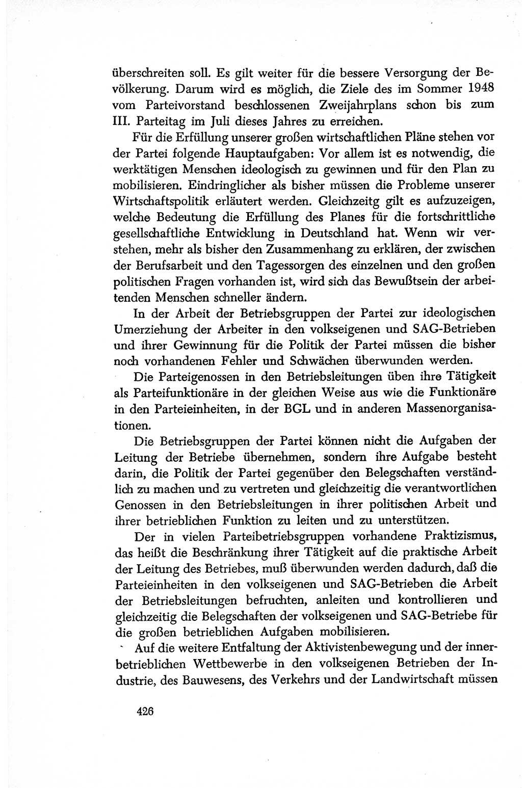 Dokumente der Sozialistischen Einheitspartei Deutschlands (SED) [Sowjetische Besatzungszone (SBZ) Deutschlands/Deutsche Demokratische Republik (DDR)] 1948-1950, Seite 426 (Dok. SED SBZ Dtl. DDR 1948-1950, S. 426)