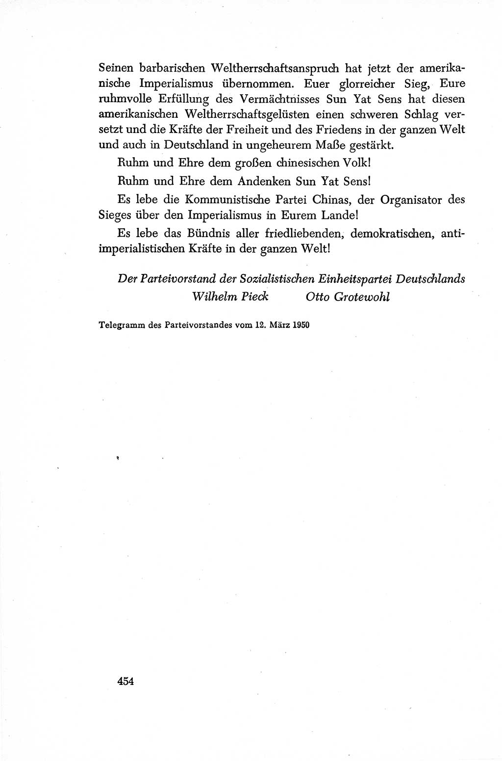Dokumente der Sozialistischen Einheitspartei Deutschlands (SED) [Sowjetische Besatzungszone (SBZ) Deutschlands/Deutsche Demokratische Republik (DDR)] 1948-1950, Seite 454 (Dok. SED SBZ Dtl. DDR 1948-1950, S. 454)