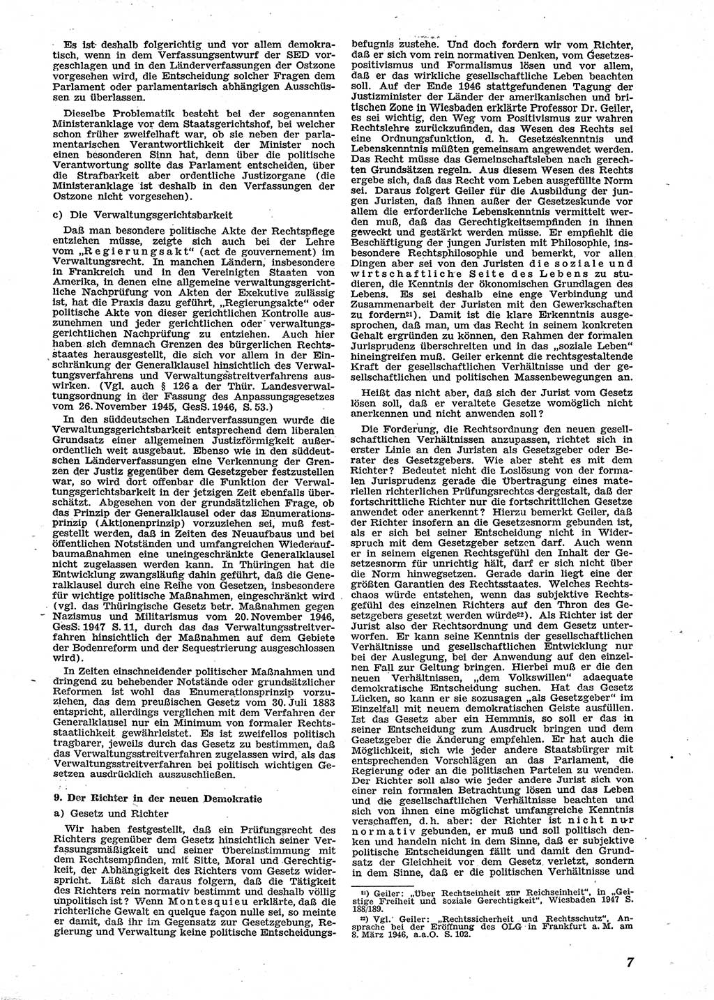 Neue Justiz (NJ), Zeitschrift für Recht und Rechtswissenschaft [Sowjetische Besatzungszone (SBZ) Deutschland], 2. Jahrgang 1948, Seite 7 (NJ SBZ Dtl. 1948, S. 7)