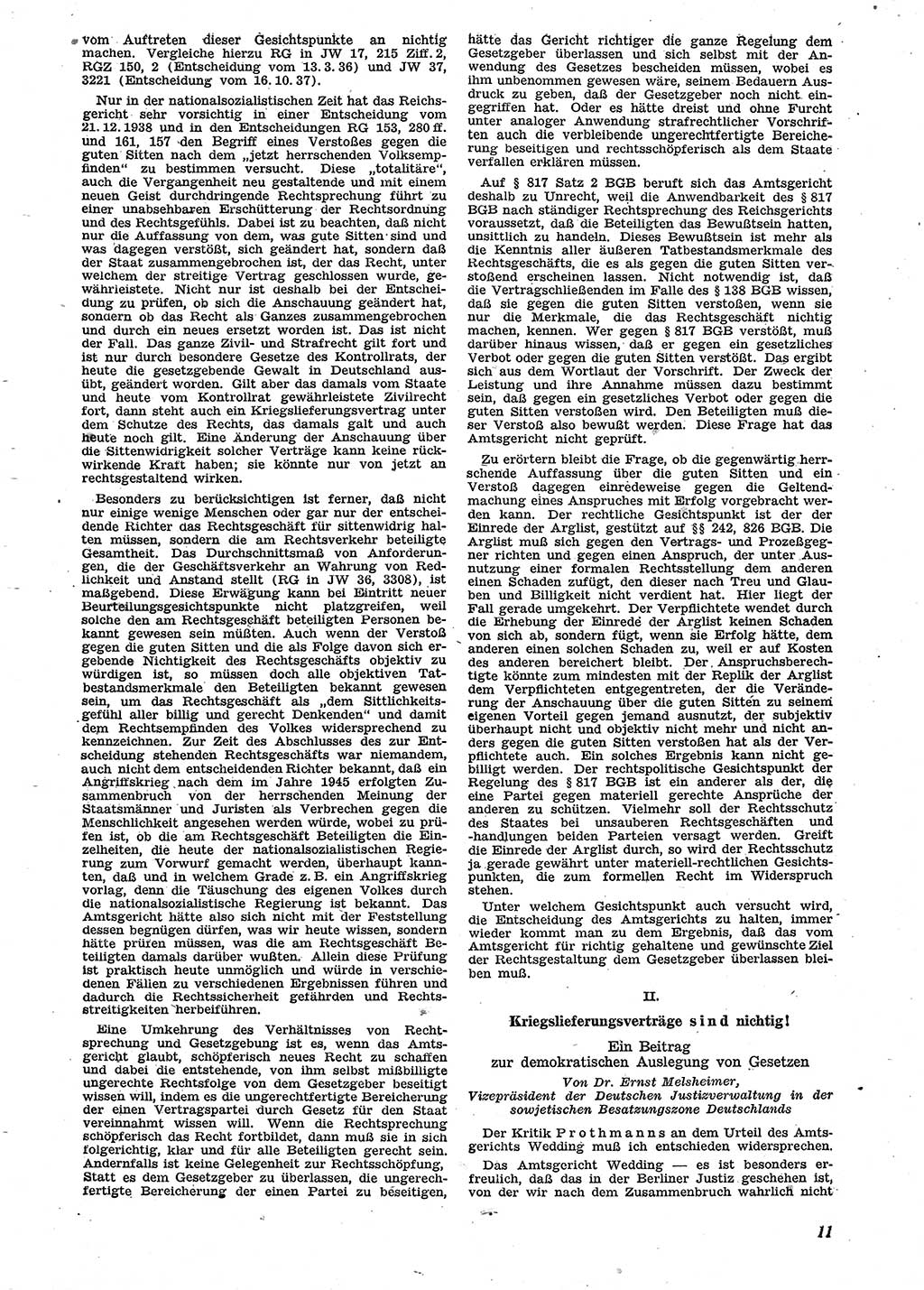 Neue Justiz (NJ), Zeitschrift für Recht und Rechtswissenschaft [Sowjetische Besatzungszone (SBZ) Deutschland], 2. Jahrgang 1948, Seite 11 (NJ SBZ Dtl. 1948, S. 11)