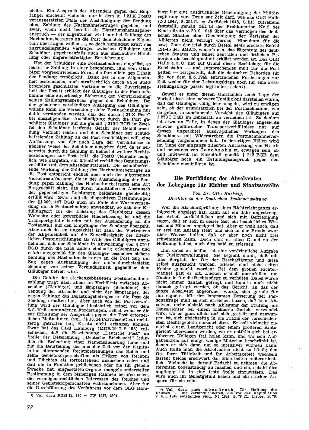 Neue Justiz (NJ), Zeitschrift für Recht und Rechtswissenschaft [Sowjetische Besatzungszone (SBZ) Deutschland], 2. Jahrgang 1948, Seite 78 (NJ SBZ Dtl. 1948, S. 78)