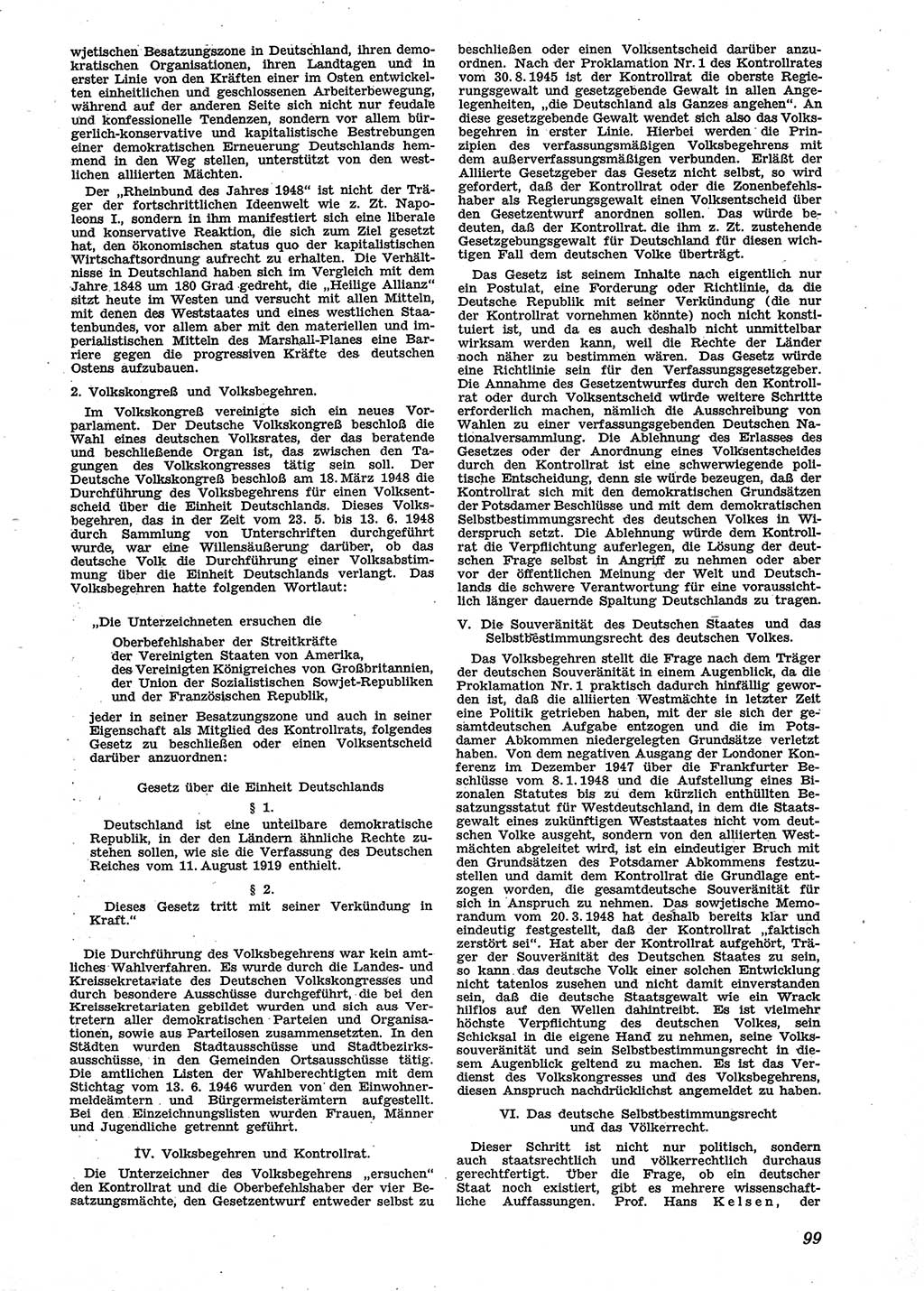 Neue Justiz (NJ), Zeitschrift für Recht und Rechtswissenschaft [Sowjetische Besatzungszone (SBZ) Deutschland], 2. Jahrgang 1948, Seite 99 (NJ SBZ Dtl. 1948, S. 99)