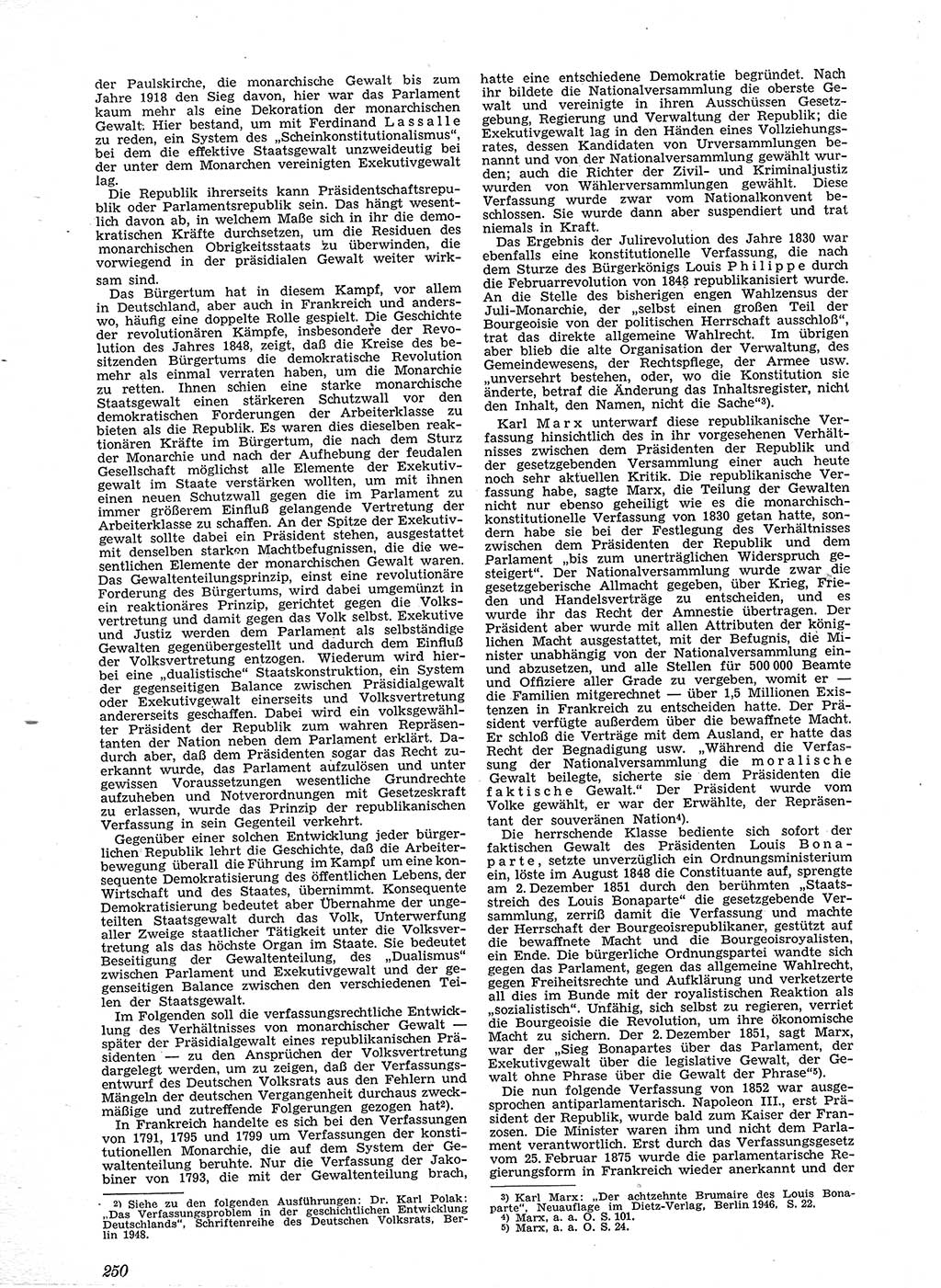 Neue Justiz (NJ), Zeitschrift für Recht und Rechtswissenschaft [Sowjetische Besatzungszone (SBZ) Deutschland], 2. Jahrgang 1948, Seite 250 (NJ SBZ Dtl. 1948, S. 250)