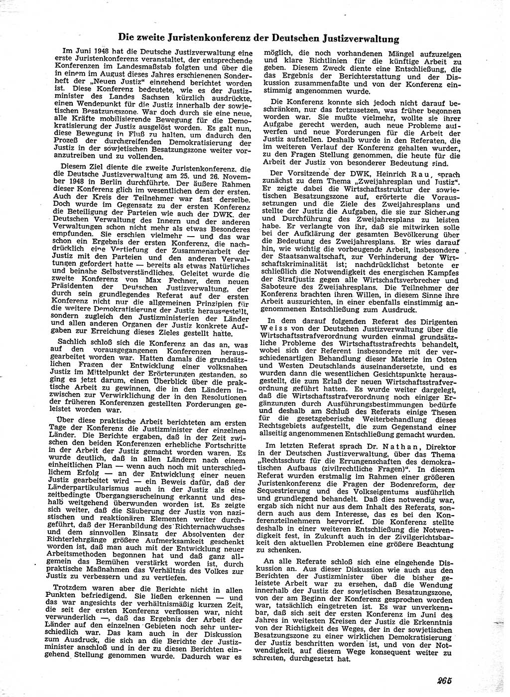 Neue Justiz (NJ), Zeitschrift für Recht und Rechtswissenschaft [Sowjetische Besatzungszone (SBZ) Deutschland], 2. Jahrgang 1948, Seite 265 (NJ SBZ Dtl. 1948, S. 265)