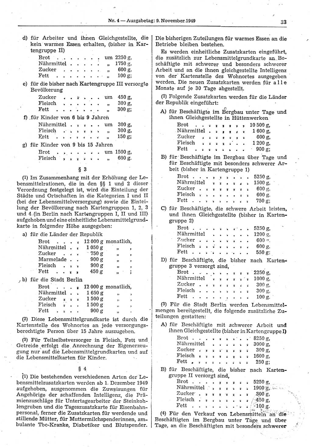 Gesetzblatt (GBl.) der Deutschen Demokratischen Republik (DDR) 1949, Seite 33 (GBl. DDR 1949, S. 33)