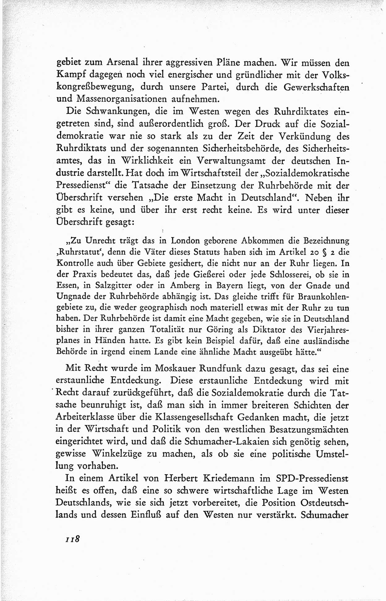 Protokoll der ersten Parteikonferenz der Sozialistischen Einheitspartei Deutschlands (SED) [Sowjetische Besatzungszone (SBZ) Deutschlands] vom 25. bis 28. Januar 1949 im Hause der Deutschen Wirtschaftskommission zu Berlin, Seite 118 (Prot. 1. PK SED SBZ Dtl. 1949, S. 118)