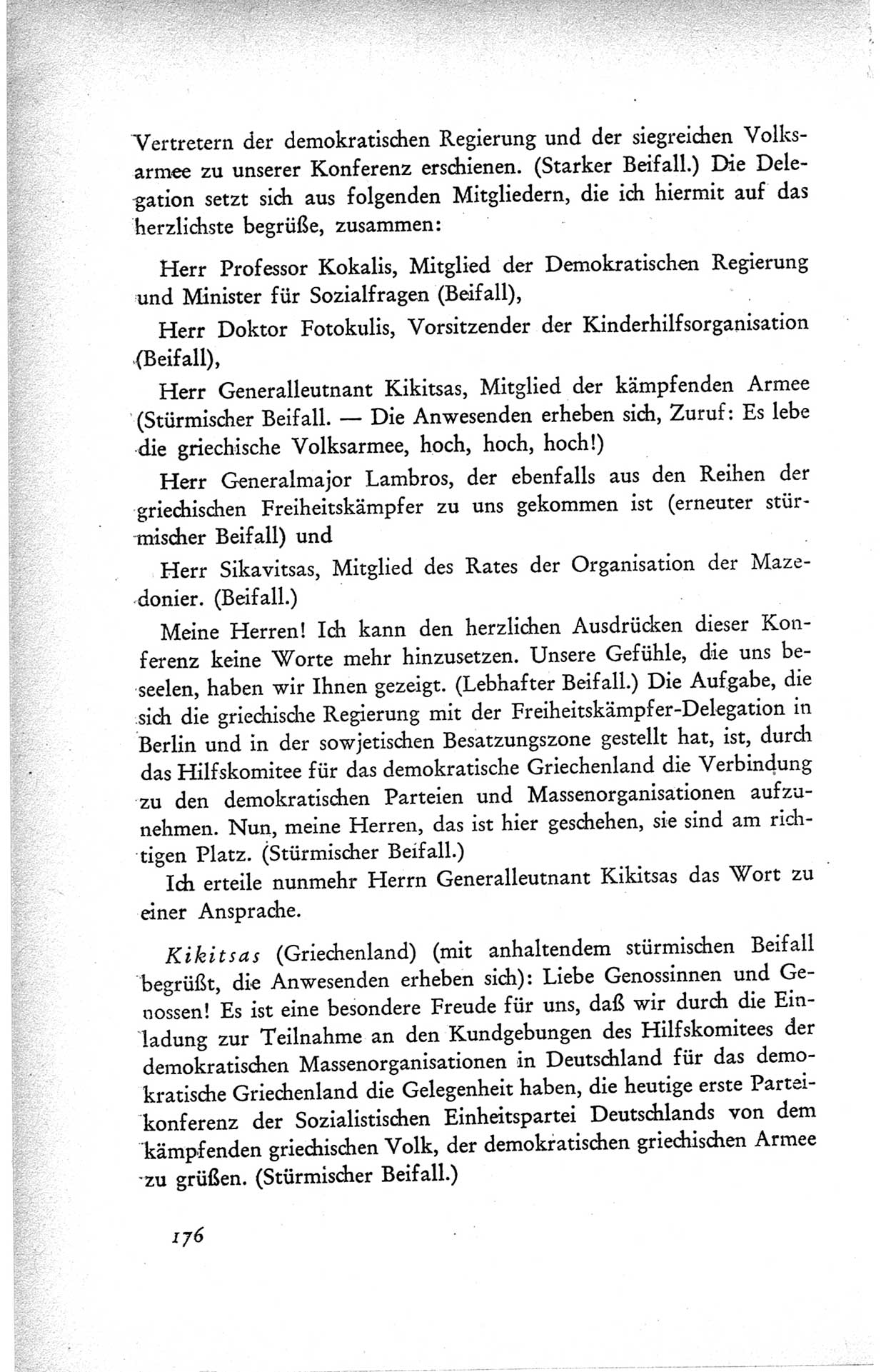 Protokoll der ersten Parteikonferenz der Sozialistischen Einheitspartei Deutschlands (SED) [Sowjetische Besatzungszone (SBZ) Deutschlands] vom 25. bis 28. Januar 1949 im Hause der Deutschen Wirtschaftskommission zu Berlin, Seite 176 (Prot. 1. PK SED SBZ Dtl. 1949, S. 176)