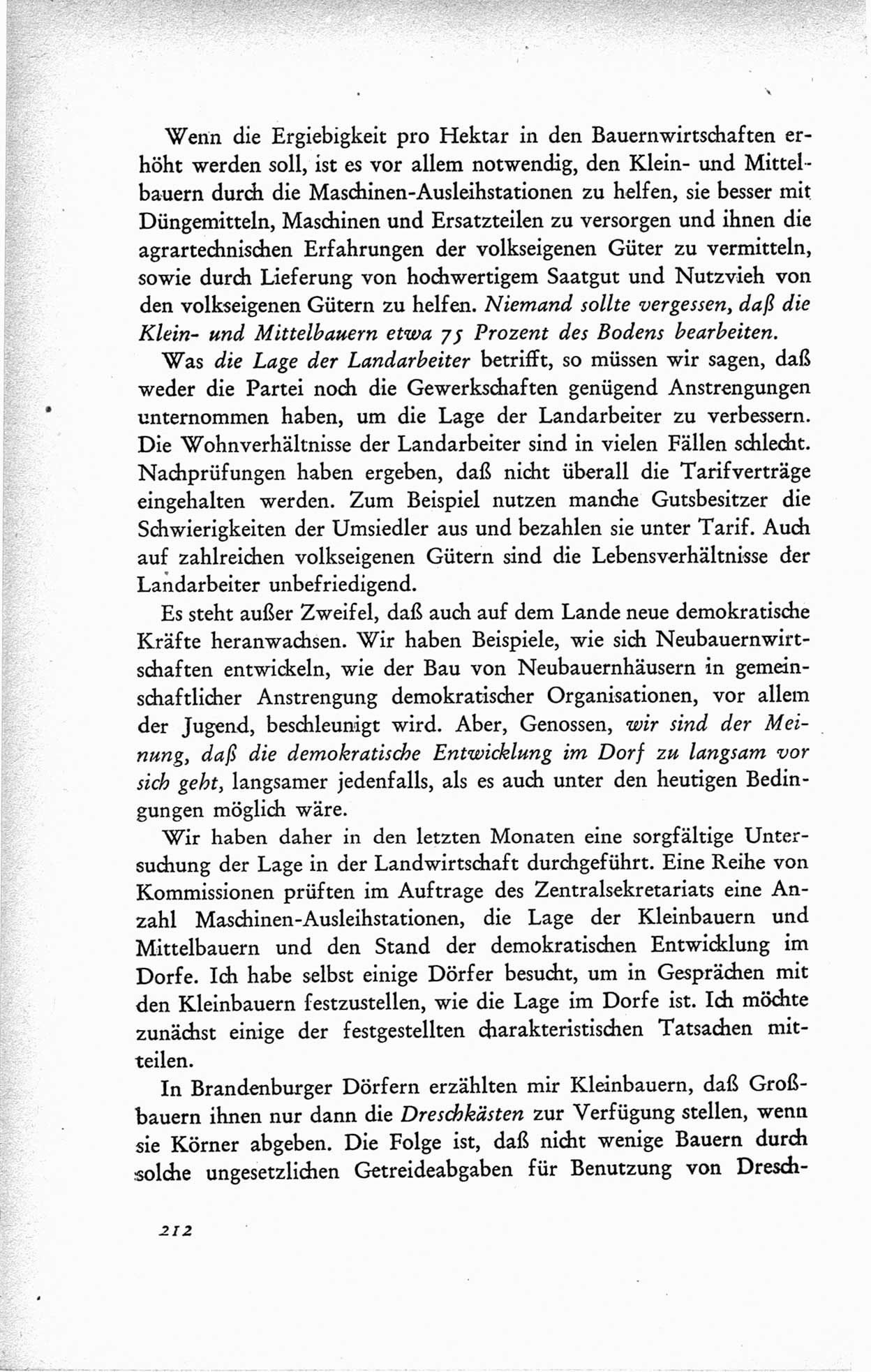 Protokoll der ersten Parteikonferenz der Sozialistischen Einheitspartei Deutschlands (SED) [Sowjetische Besatzungszone (SBZ) Deutschlands] vom 25. bis 28. Januar 1949 im Hause der Deutschen Wirtschaftskommission zu Berlin, Seite 212 (Prot. 1. PK SED SBZ Dtl. 1949, S. 212)