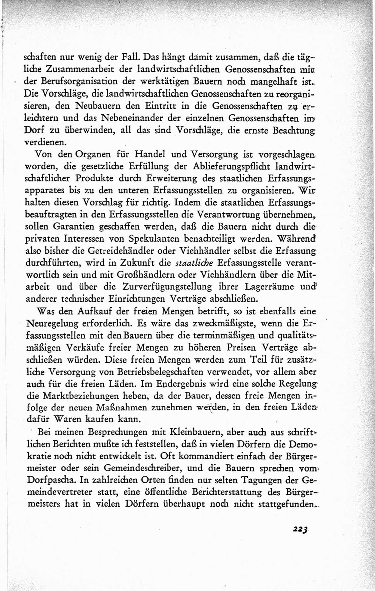 Protokoll der ersten Parteikonferenz der Sozialistischen Einheitspartei Deutschlands (SED) [Sowjetische Besatzungszone (SBZ) Deutschlands] vom 25. bis 28. Januar 1949 im Hause der Deutschen Wirtschaftskommission zu Berlin, Seite 223 (Prot. 1. PK SED SBZ Dtl. 1949, S. 223)