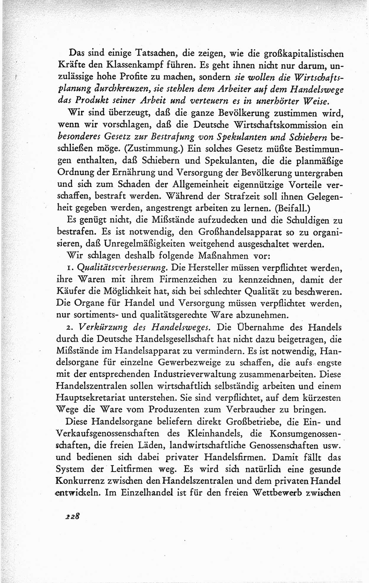 Protokoll der ersten Parteikonferenz der Sozialistischen Einheitspartei Deutschlands (SED) [Sowjetische Besatzungszone (SBZ) Deutschlands] vom 25. bis 28. Januar 1949 im Hause der Deutschen Wirtschaftskommission zu Berlin, Seite 228 (Prot. 1. PK SED SBZ Dtl. 1949, S. 228)