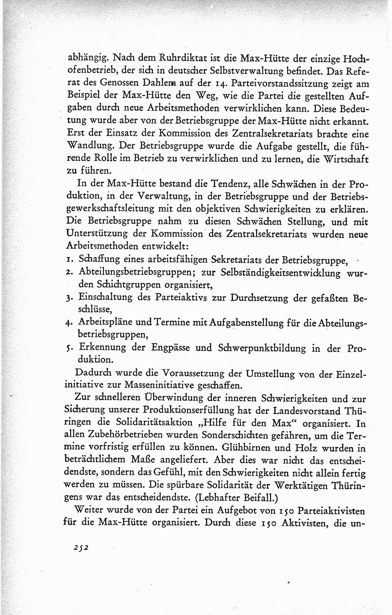 Protokoll der ersten Parteikonferenz der Sozialistischen Einheitspartei Deutschlands (SED) [Sowjetische Besatzungszone (SBZ) Deutschlands] vom 25. bis 28. Januar 1949 im Hause der Deutschen Wirtschaftskommission zu Berlin, Seite 252 (Prot. 1. PK SED SBZ Dtl. 1949, S. 252)