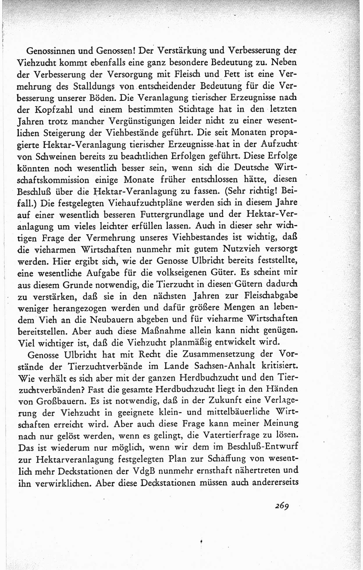 Protokoll der ersten Parteikonferenz der Sozialistischen Einheitspartei Deutschlands (SED) [Sowjetische Besatzungszone (SBZ) Deutschlands] vom 25. bis 28. Januar 1949 im Hause der Deutschen Wirtschaftskommission zu Berlin, Seite 269 (Prot. 1. PK SED SBZ Dtl. 1949, S. 269)