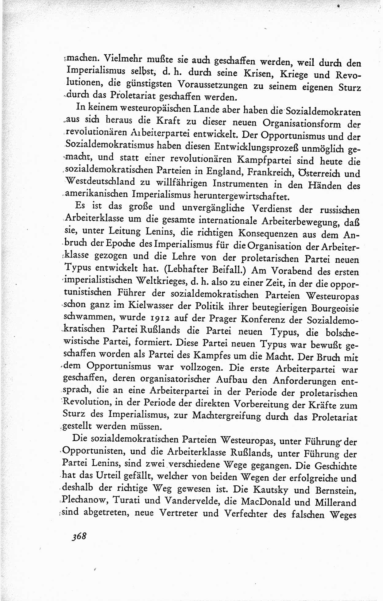 Protokoll der ersten Parteikonferenz der Sozialistischen Einheitspartei Deutschlands (SED) [Sowjetische Besatzungszone (SBZ) Deutschlands] vom 25. bis 28. Januar 1949 im Hause der Deutschen Wirtschaftskommission zu Berlin, Seite 368 (Prot. 1. PK SED SBZ Dtl. 1949, S. 368)