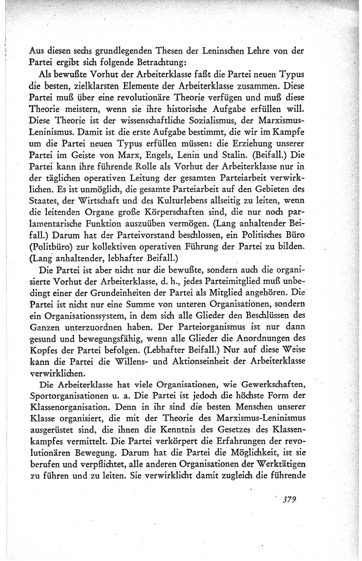 Protokoll der ersten Parteikonferenz der Sozialistischen Einheitspartei Deutschlands (SED) [Sowjetische Besatzungszone (SBZ) Deutschlands] vom 25. bis 28. Januar 1949 im Hause der Deutschen Wirtschaftskommission zu Berlin, Seite 379 (Prot. 1. PK SED SBZ Dtl. 1949, S. 379)