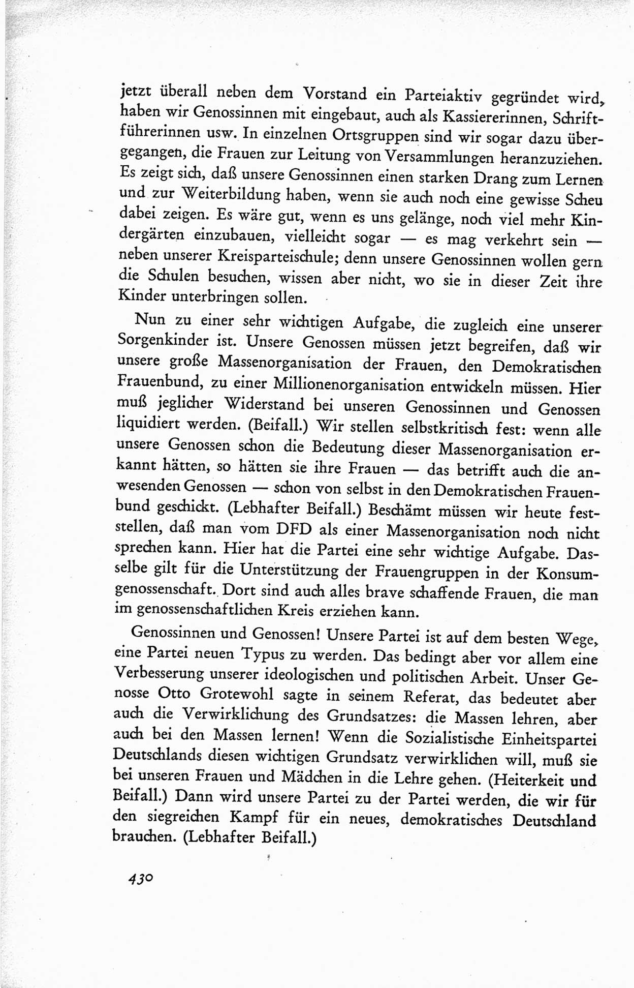 Protokoll der ersten Parteikonferenz der Sozialistischen Einheitspartei Deutschlands (SED) [Sowjetische Besatzungszone (SBZ) Deutschlands] vom 25. bis 28. Januar 1949 im Hause der Deutschen Wirtschaftskommission zu Berlin, Seite 430 (Prot. 1. PK SED SBZ Dtl. 1949, S. 430)