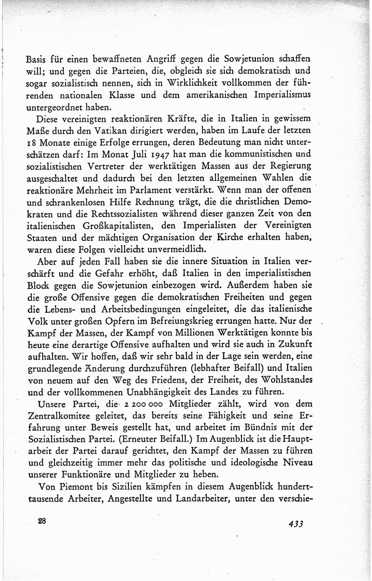 Protokoll der ersten Parteikonferenz der Sozialistischen Einheitspartei Deutschlands (SED) [Sowjetische Besatzungszone (SBZ) Deutschlands] vom 25. bis 28. Januar 1949 im Hause der Deutschen Wirtschaftskommission zu Berlin, Seite 433 (Prot. 1. PK SED SBZ Dtl. 1949, S. 433)