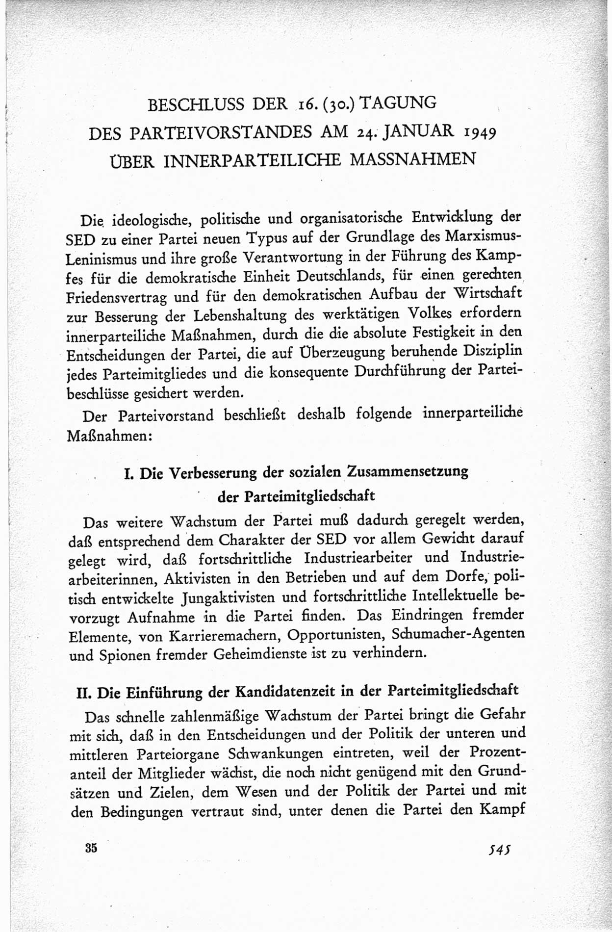 Protokoll der ersten Parteikonferenz der Sozialistischen Einheitspartei Deutschlands (SED) [Sowjetische Besatzungszone (SBZ) Deutschlands] vom 25. bis 28. Januar 1949 im Hause der Deutschen Wirtschaftskommission zu Berlin, Seite 545 (Prot. 1. PK SED SBZ Dtl. 1949, S. 545)